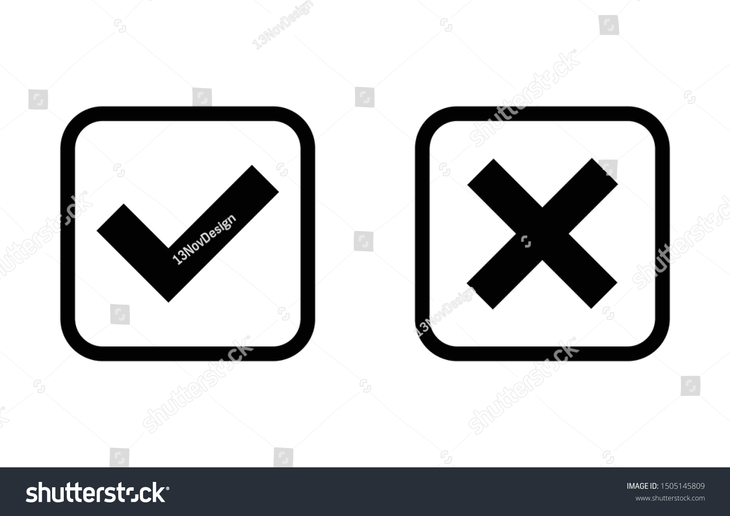 Tick Cross Signs Checkmark X Confirm Stock Vector (Royalty Free ...