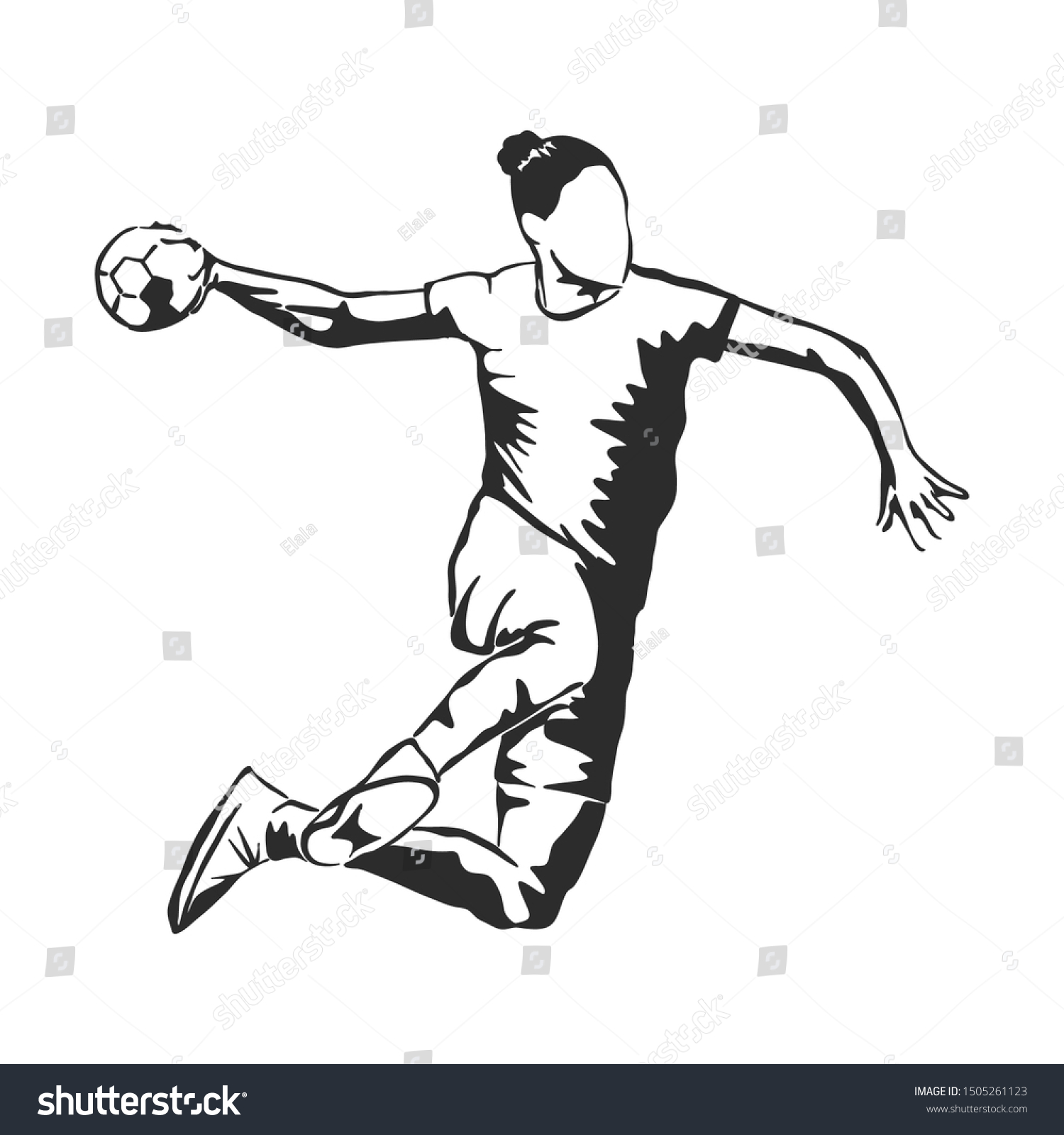 Handball Player Sketch Vector Illustration Stock Vector (Royalty Free ...