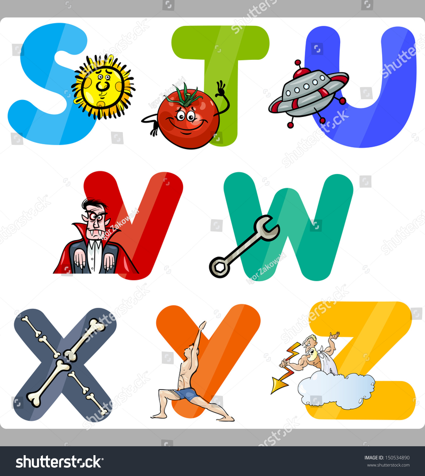 Cartoon Vector Illustration Funny Capital Letters Stock Vector (Royalty ...