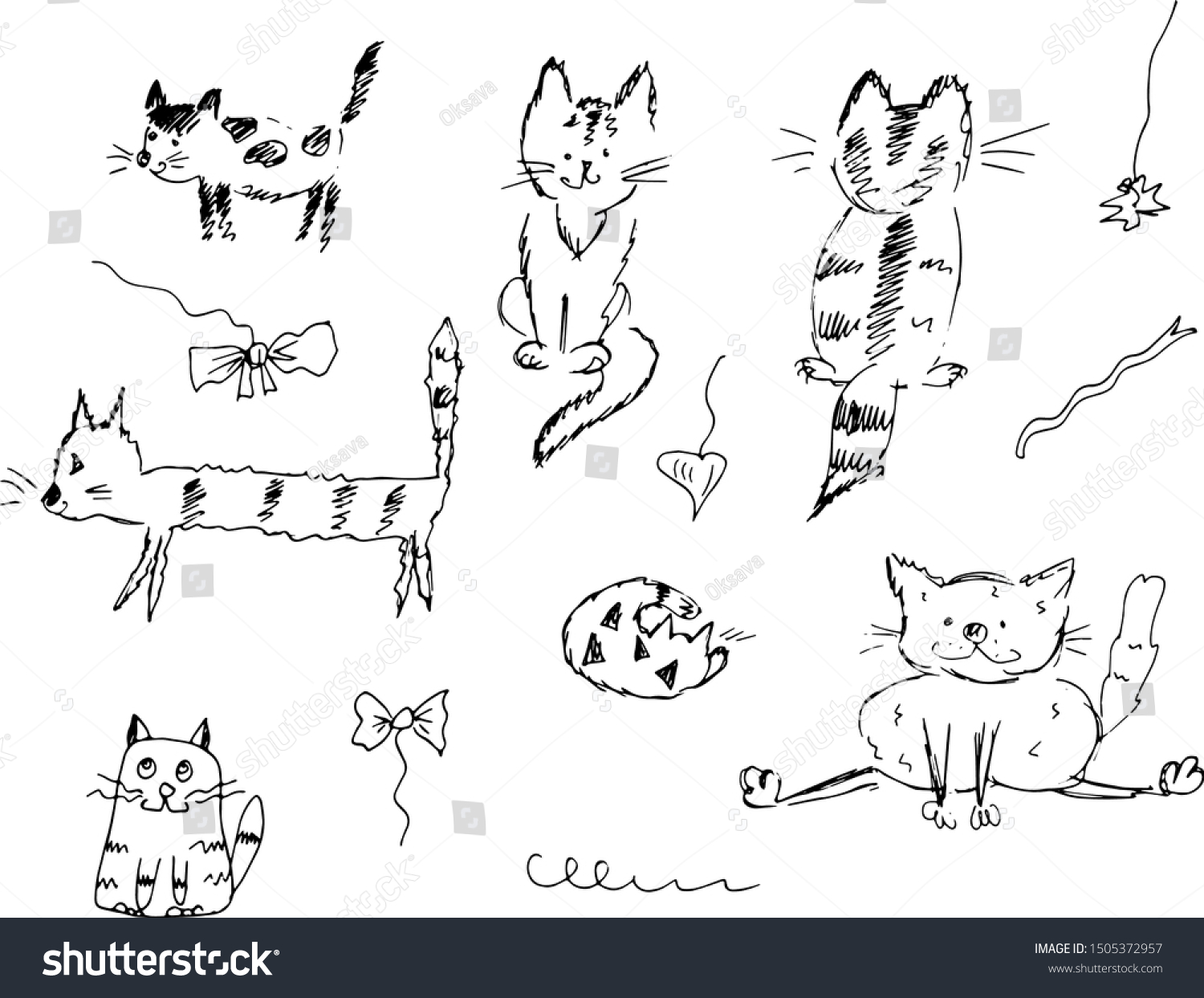 Lovely Cats Hand Drawing Vector Illustration Stock Vector (Royalty Free ...