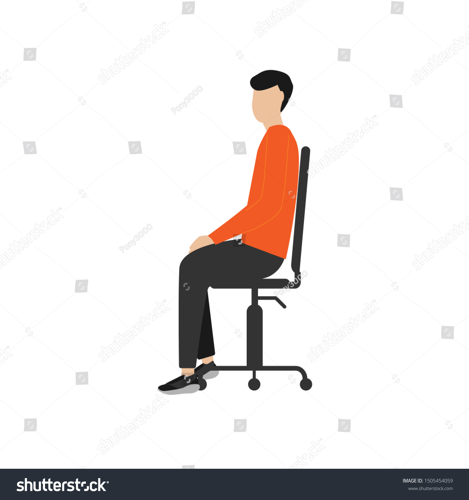 Vektor Stok Man Sitting On Chair Flat Cartoon Tanpa Royalti 1505454059 Shutterstock 9911