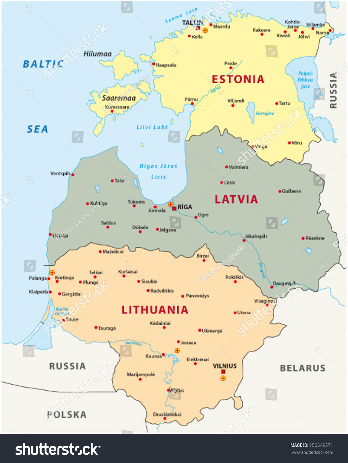 Baltic States Map Stock Vector (Royalty Free) 150549371 | Shutterstock