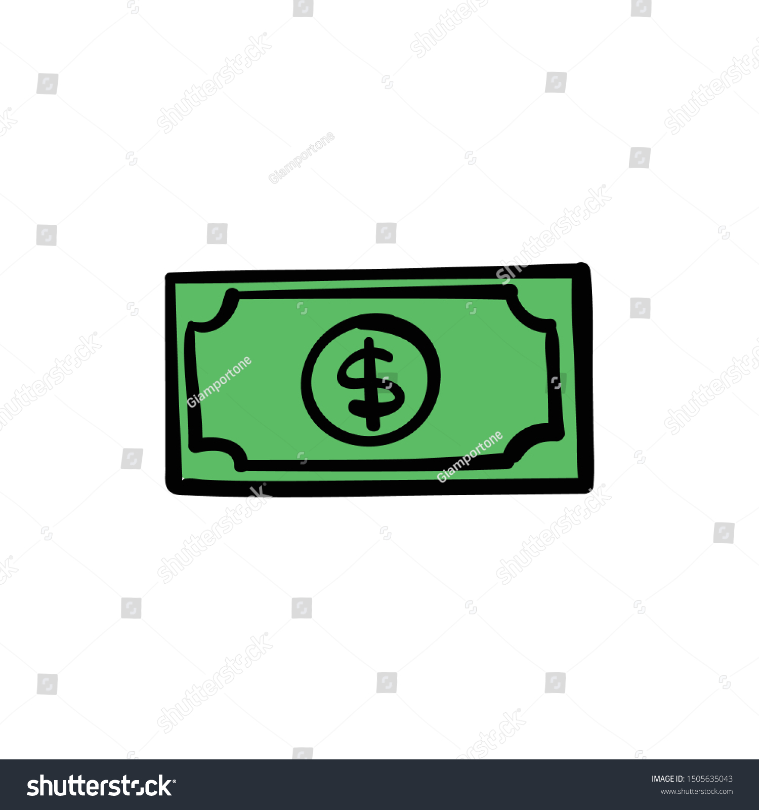 Dollar Bill Doodle Hand Drawn Money Stock Vector Royalty Free