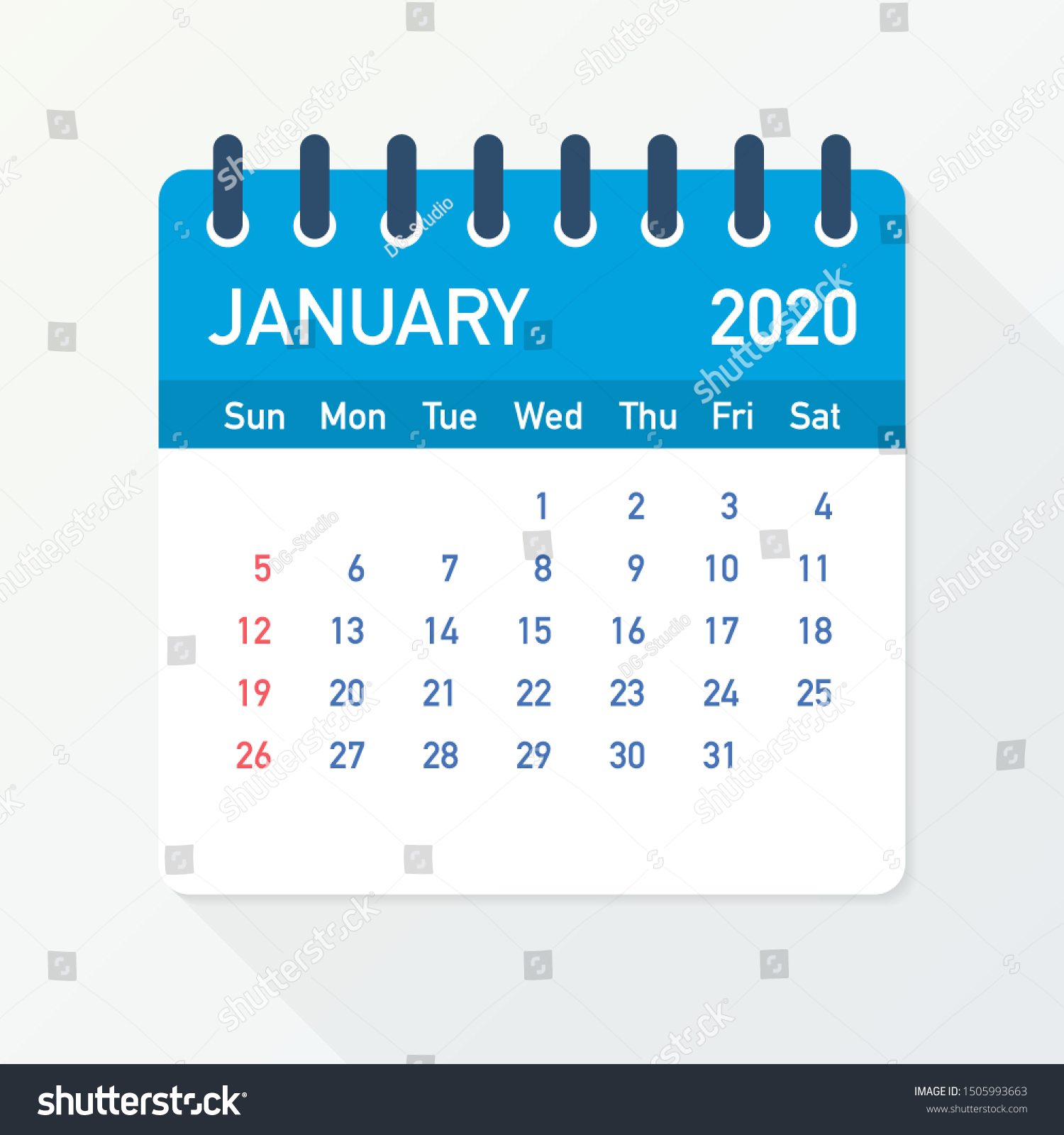 January 2020 Calendar Leaf Calendar 2020 Stock Vector (Royalty Free ...