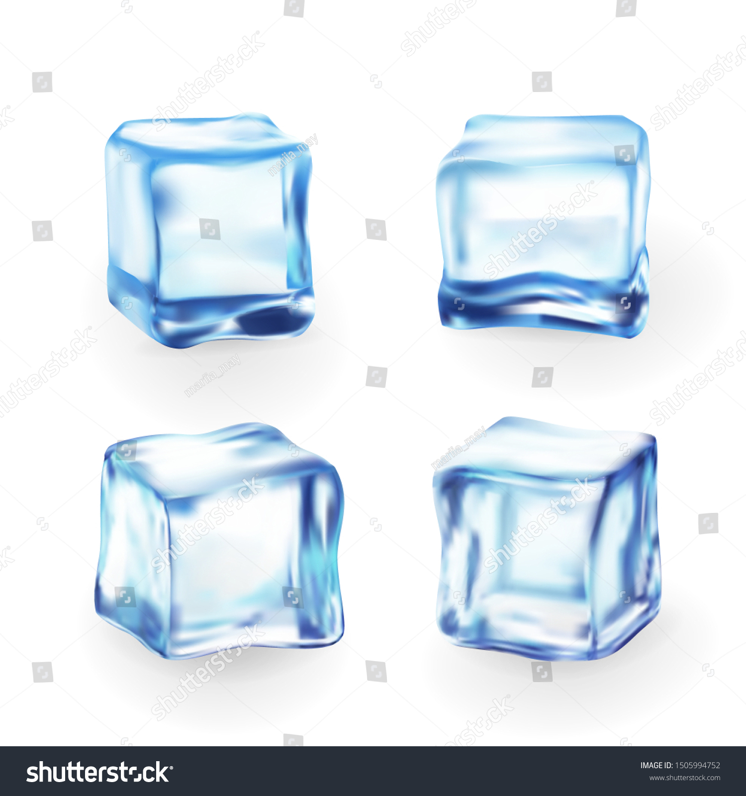 Realistic Blue Solid Ice Cubes On Stock Vector (Royalty Free ...