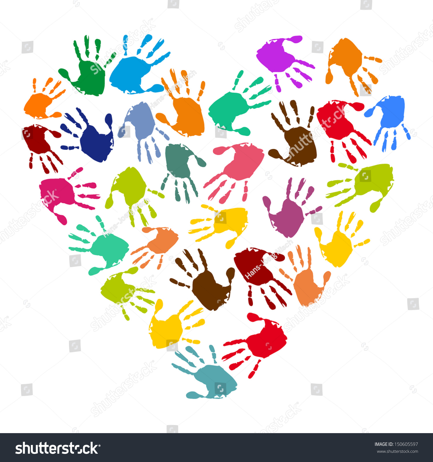 Heart Colorful Handprints Stock Illustration 150605597 | Shutterstock