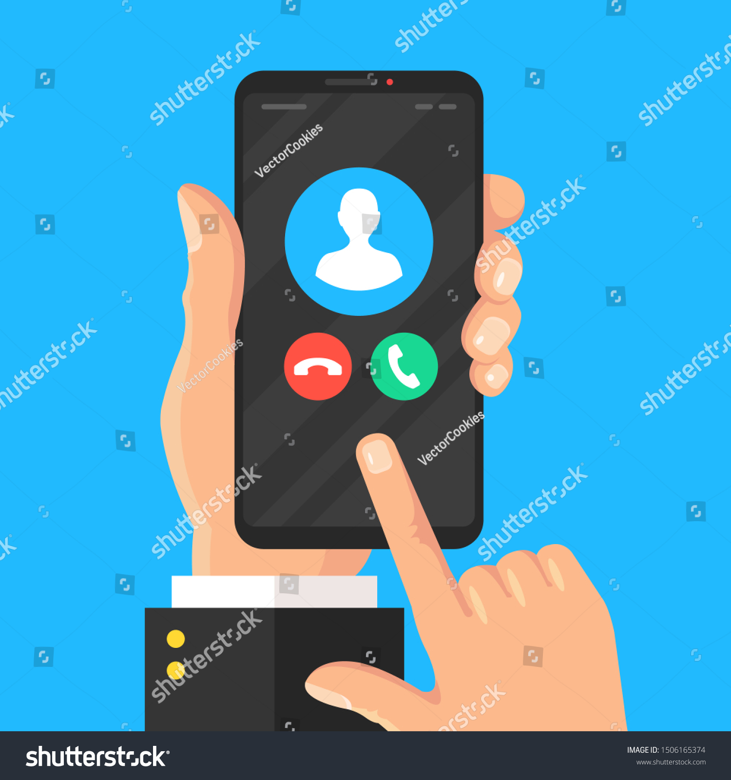 Phone Call Hand Holding Mobile Phone Stock Vector Royalty Free 1506165374 Shutterstock 4437