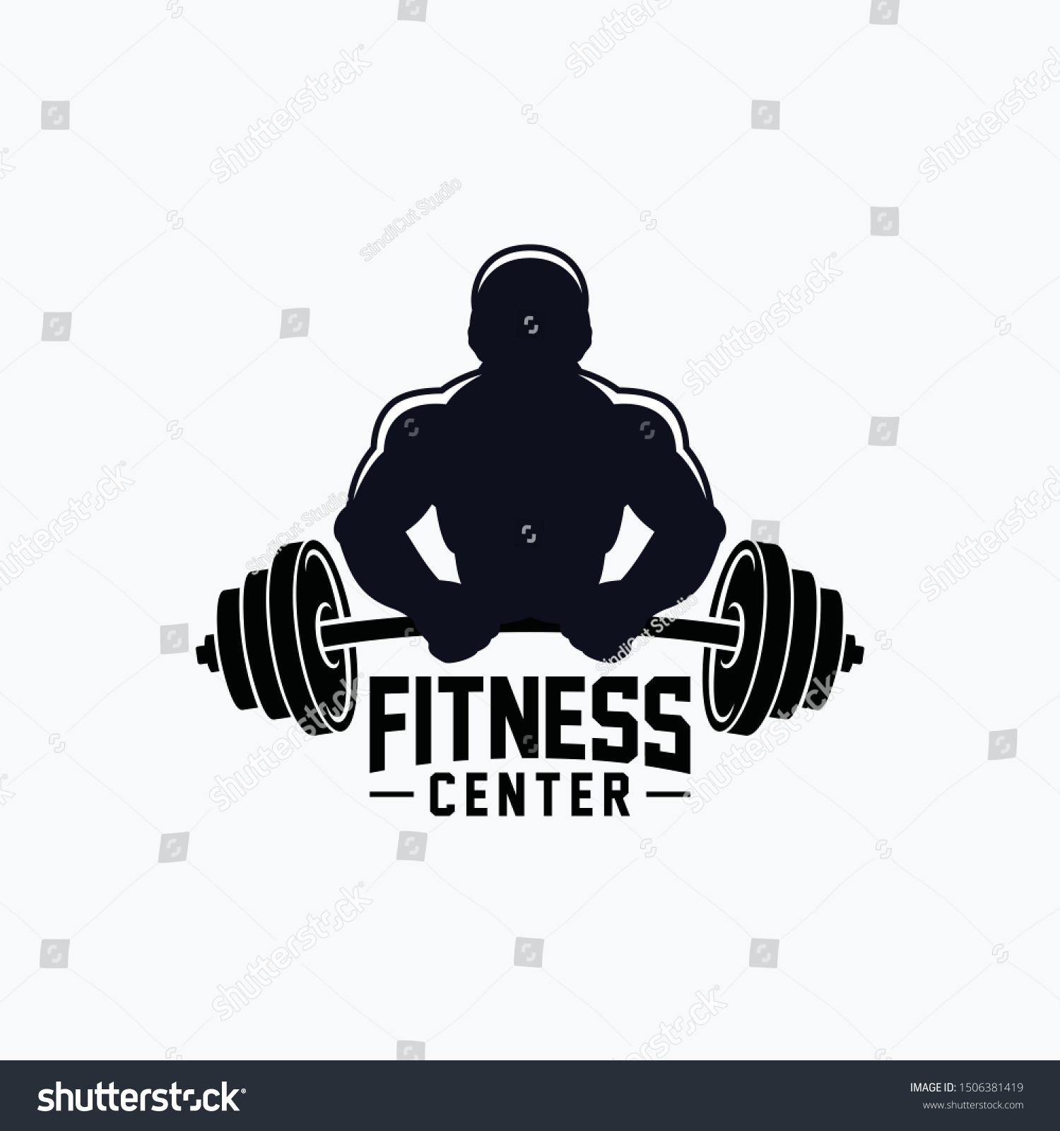 Fitness Center Logo Concept Silhouette Man Stock Vector (Royalty Free ...