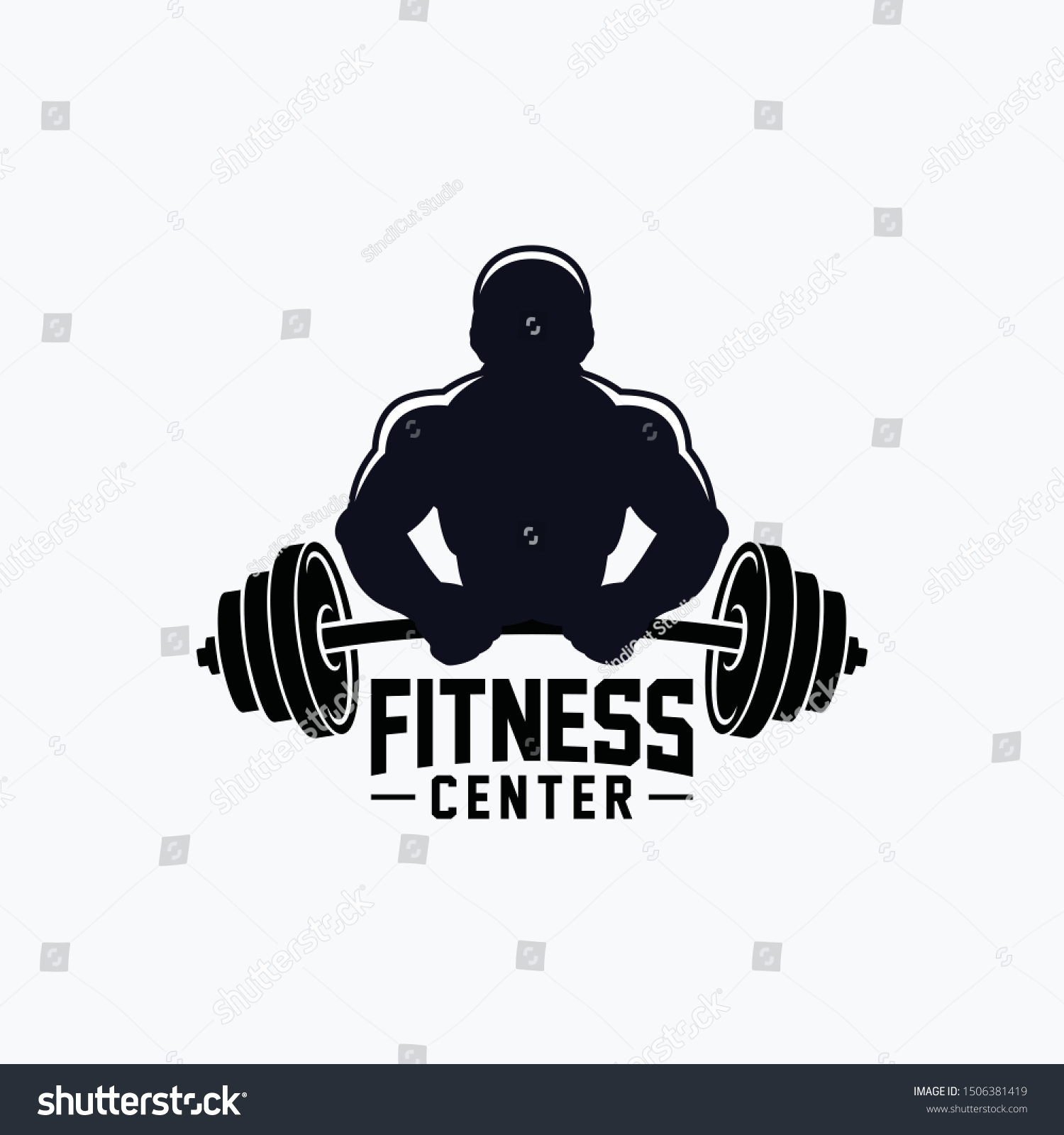 Fitness Center Logo Concept Silhouette Man Stock Vector (royalty Free 