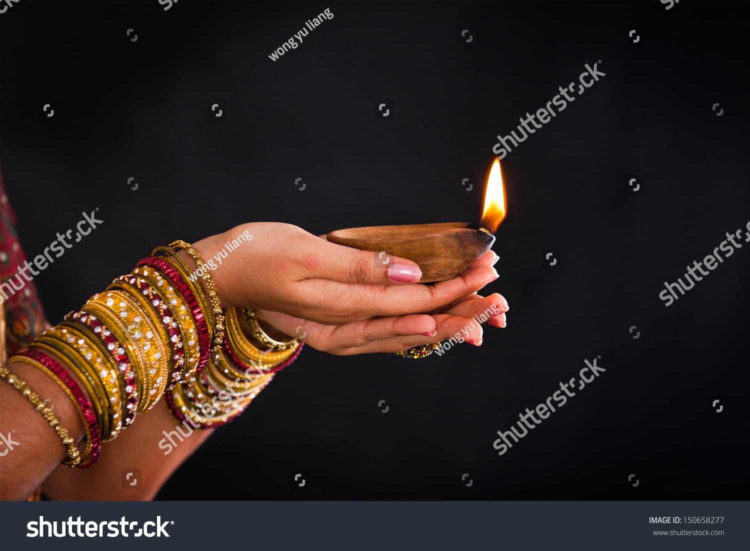 Hand Holding Lantern During Diwali Festival Stock Photo 150658277 