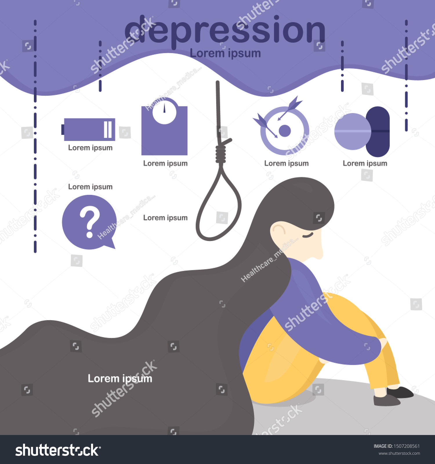Healthcare Infographic About Depression Sign Symptom Stock Vector Royalty Free 1507208561 6249
