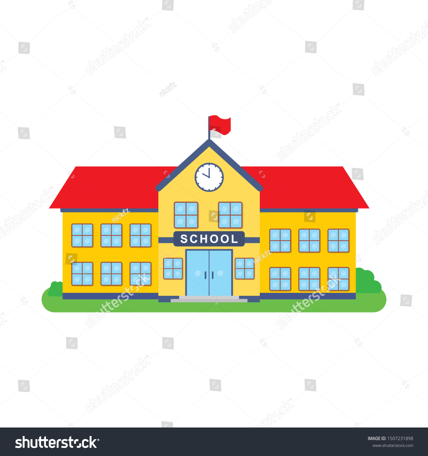 School Building Vector Illustration Isolated On Stock Vector (Royalty ...