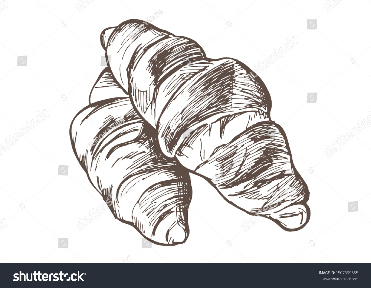 Hand Drawn Illustration Material Bread Croissant Stock Vector (Royalty ...