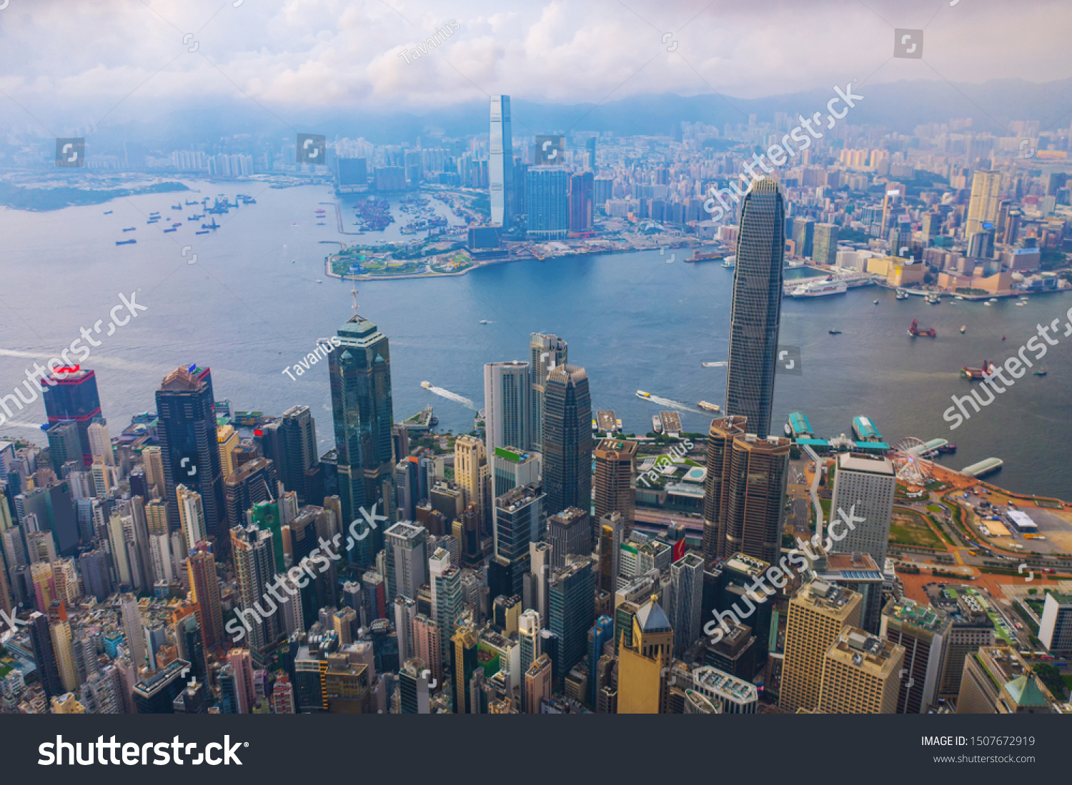 Aerial Top View Hong Kong Downtown Stock Photo 1507672919 | Shutterstock