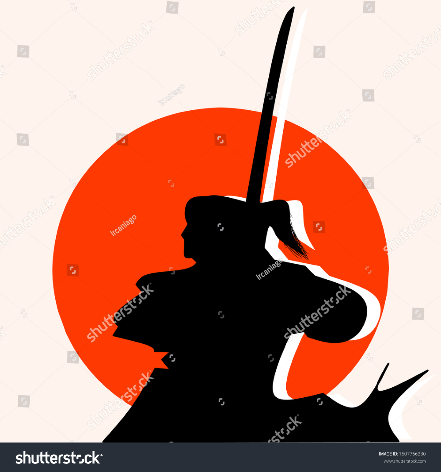 Vector Illustration Samurai Silhouette Icon Samurai Stock Vector ...