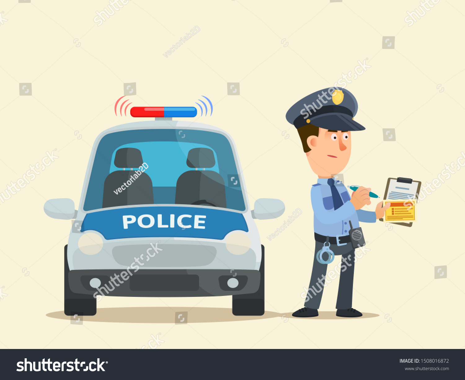 Policeman Writing Fine Penalty Document Cop Stock Vector (Royalty Free ...