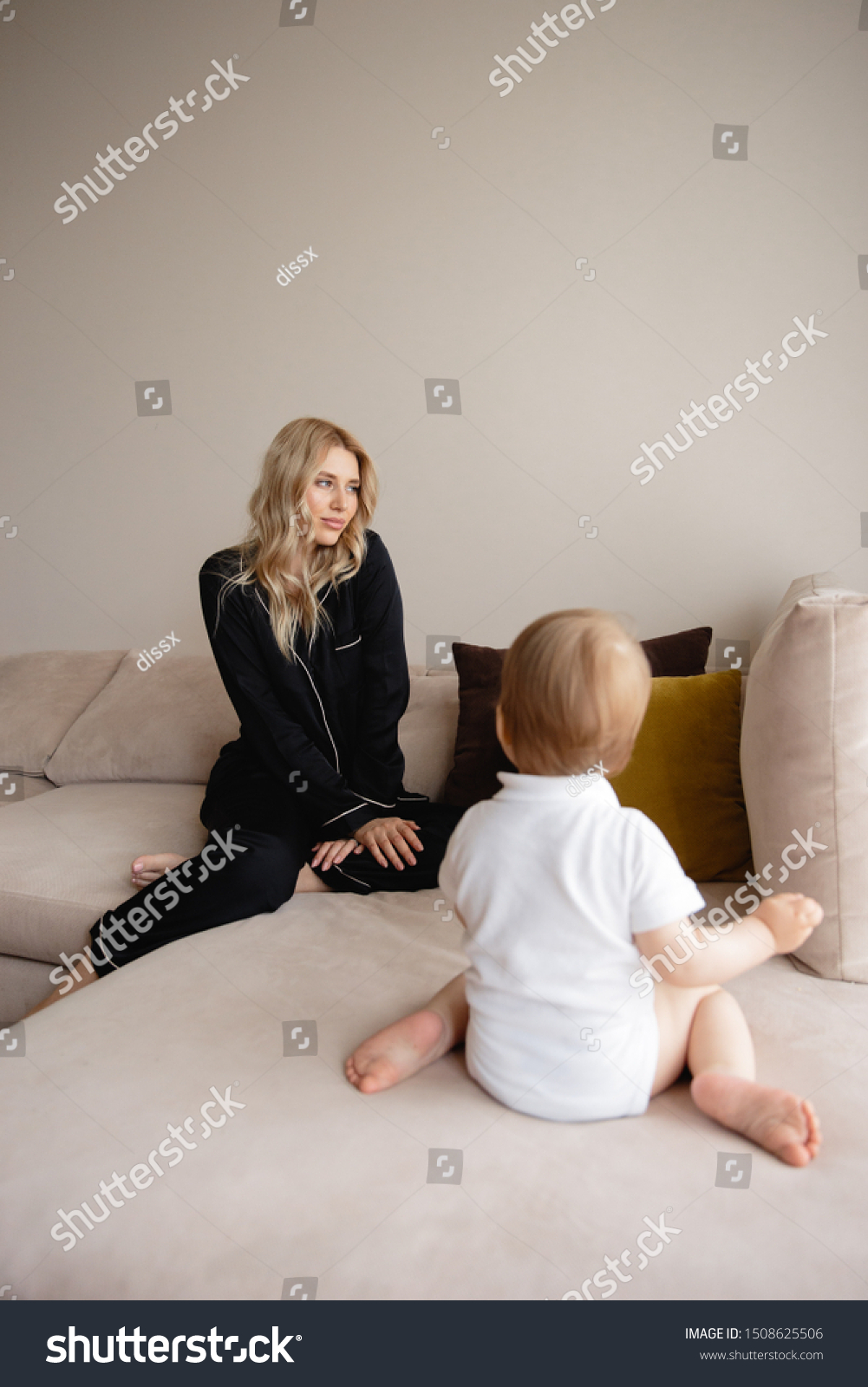 Blonde Mom Teaching Young Guy