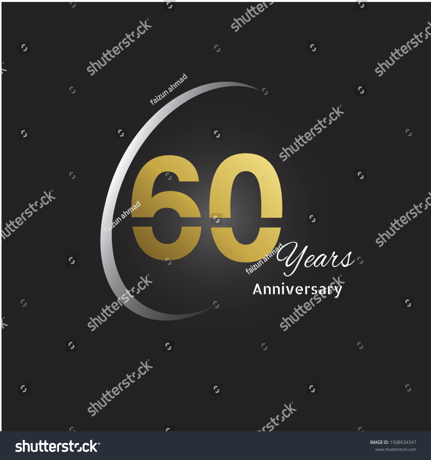 60 Anniversary Gold Numbers Poster Template Stock Vector (Royalty Free ...