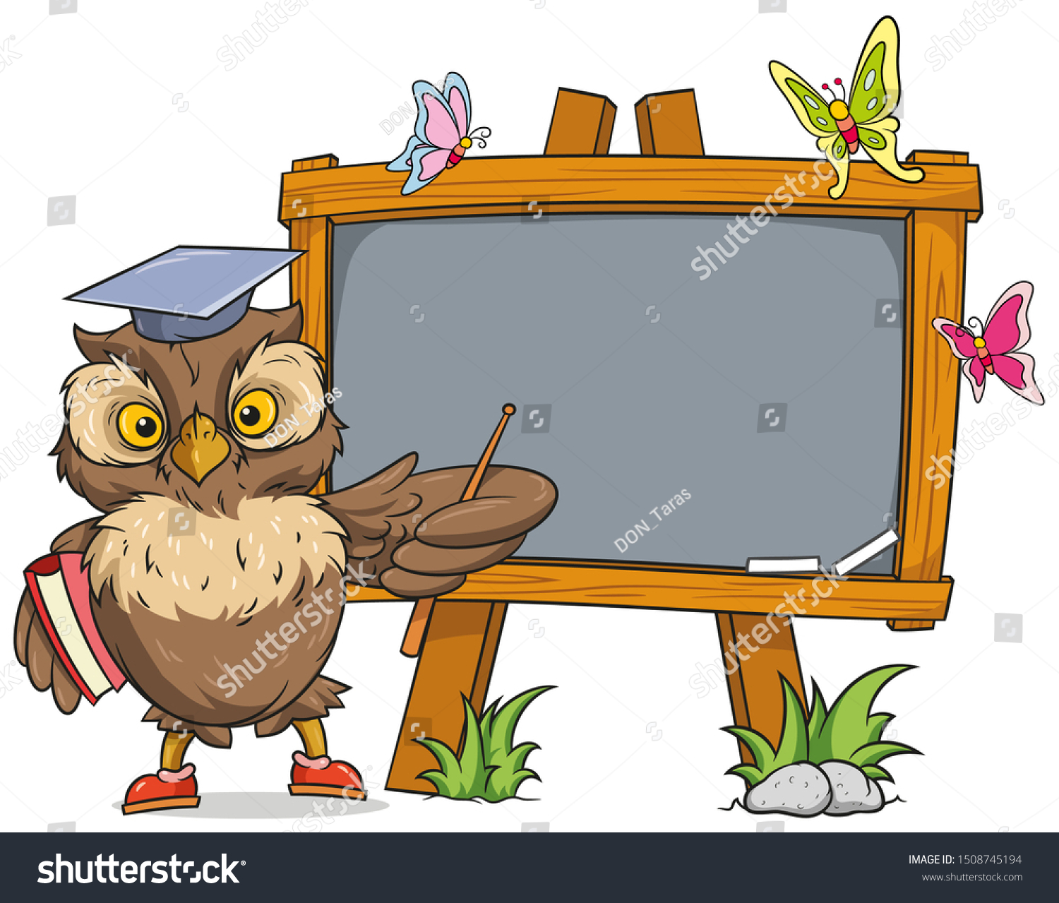 Cute Cartoon Colored Wise Owl Teacher Stock Vector (Royalty Free ...