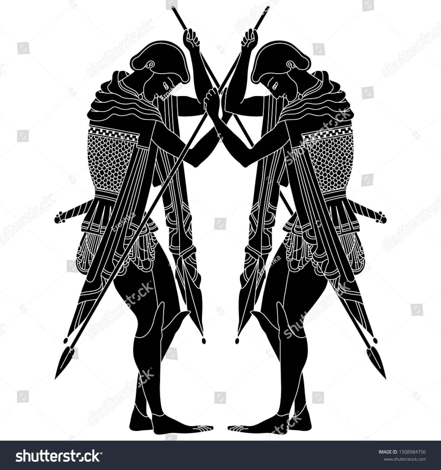 Isolated Vector Illustration Two Fighting Ancient Stock Vector (Royalty ...