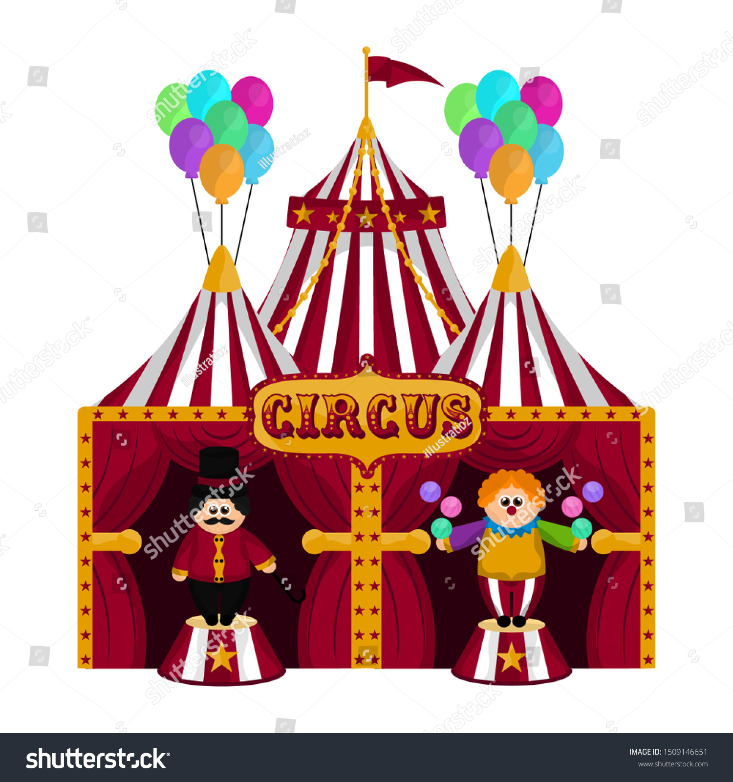 Clown Magician On Circus Tent Vector Stock Vector (Royalty Free ...