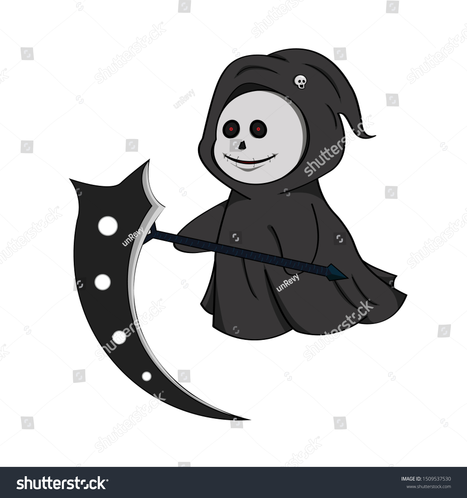 Cute Halloween Character Grim Reaper Scythe Stock Vector (Royalty Free ...