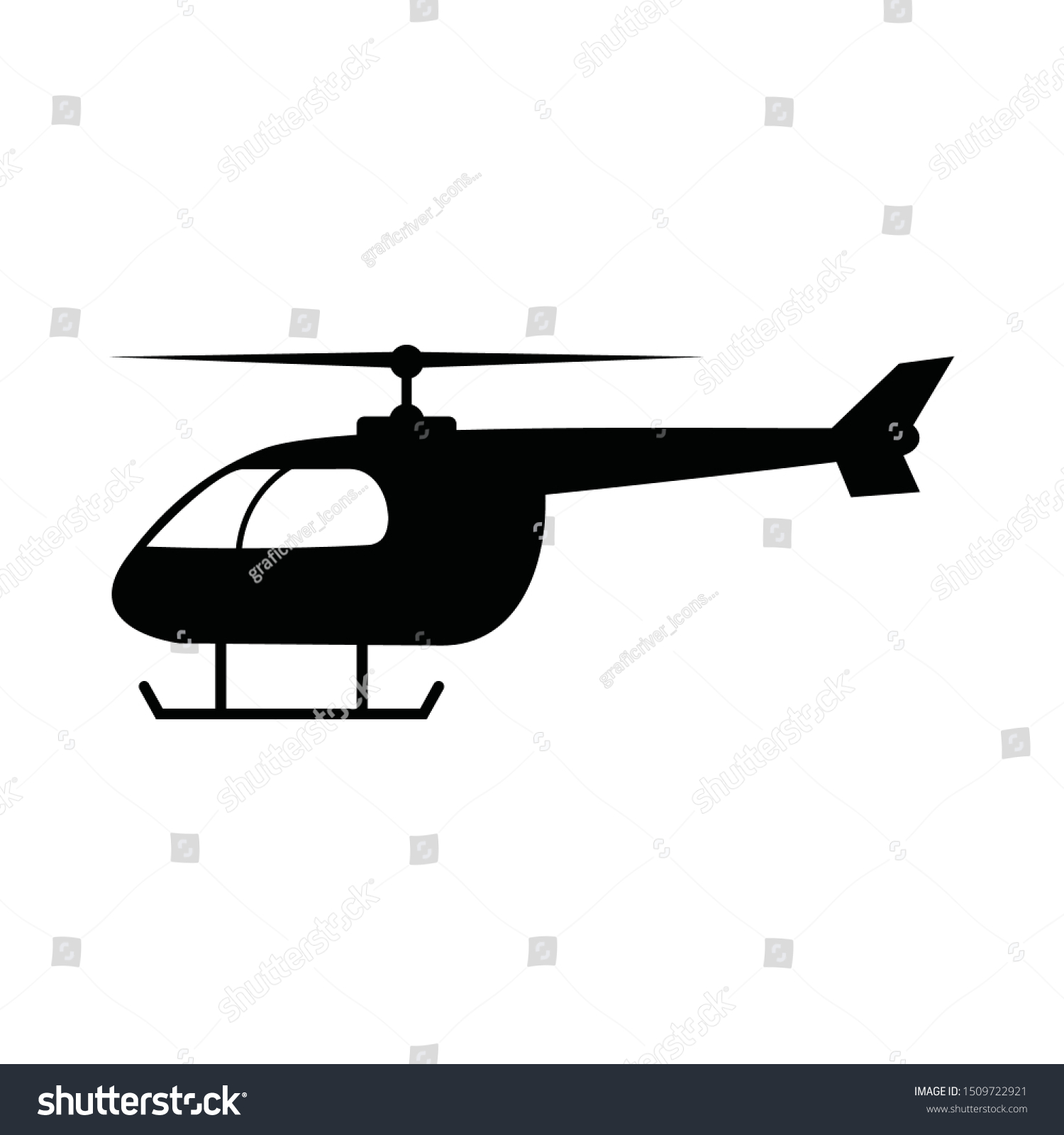 Helicopter Icon Flat Vector Illustration Black Stock Vector (Royalty ...