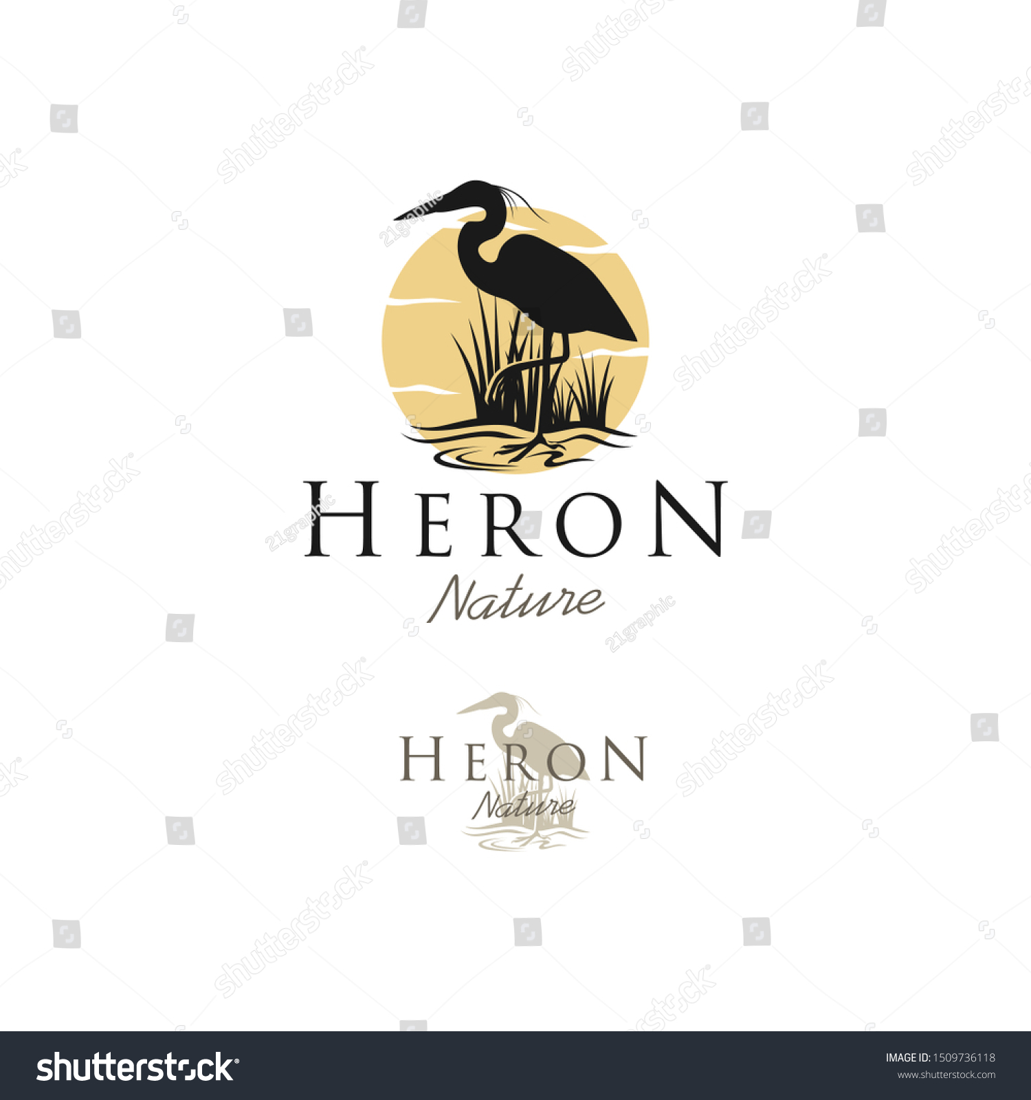 Stork Heron Silhouette Logo Design Animal Stock Vector (Royalty Free ...