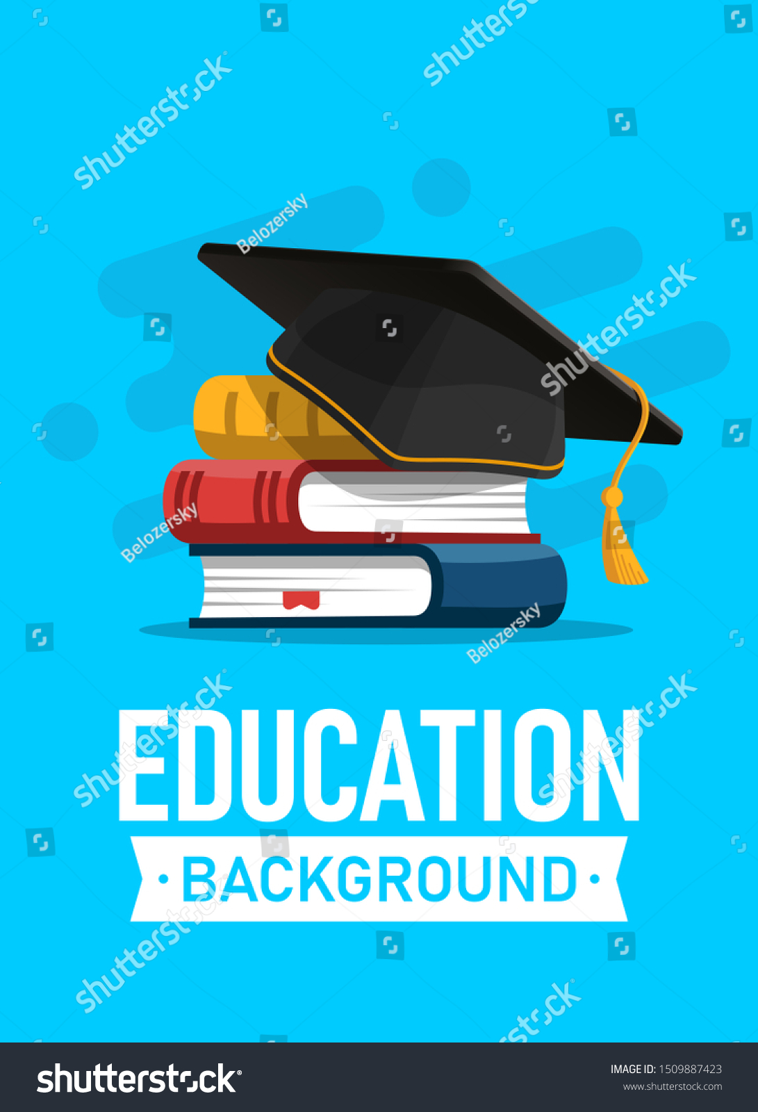 Black Graduation Cap On Stack Books Stock Vector (Royalty Free ...