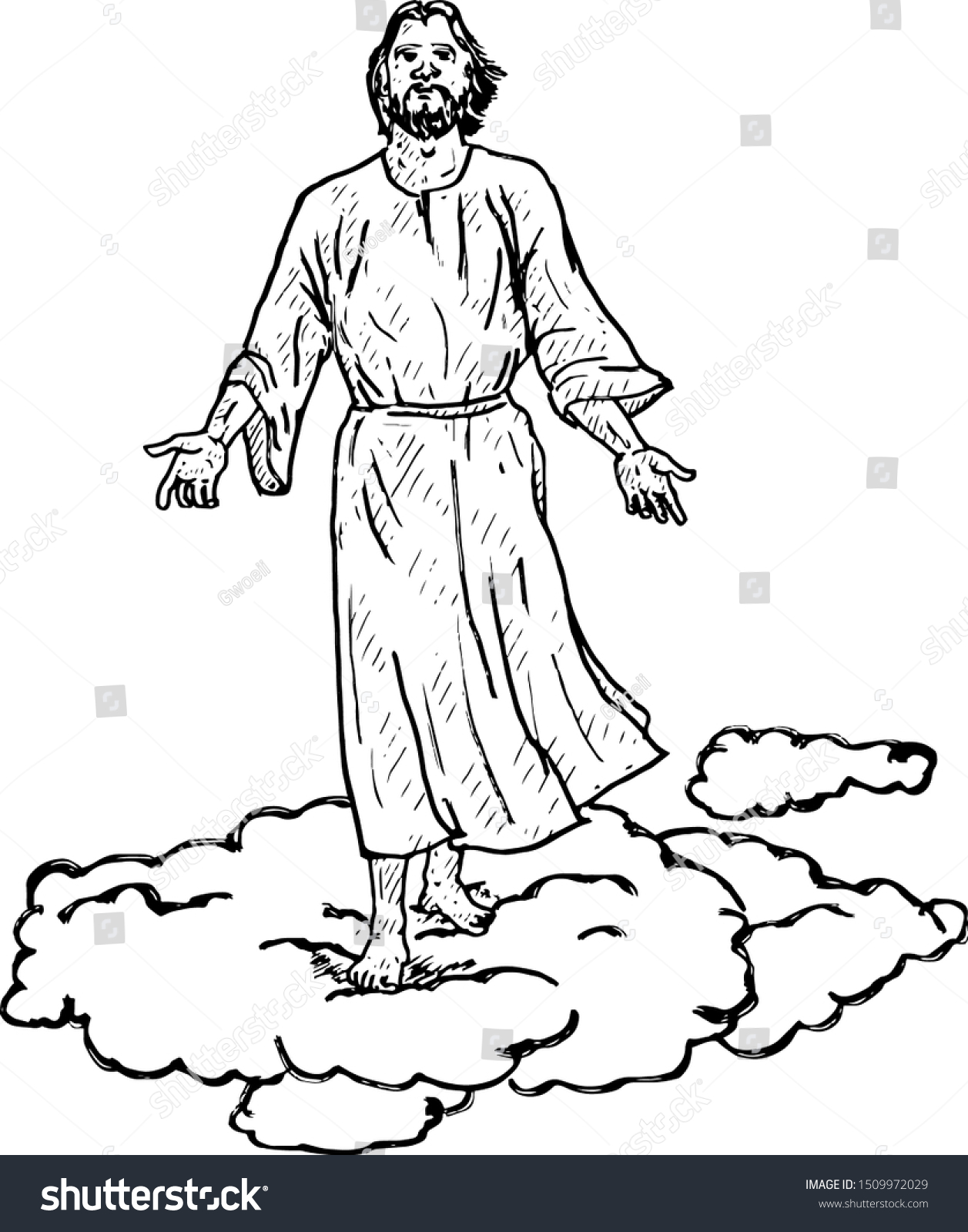 Lord Jesus Christ Floating On Cloud Stock Vector (Royalty Free ...