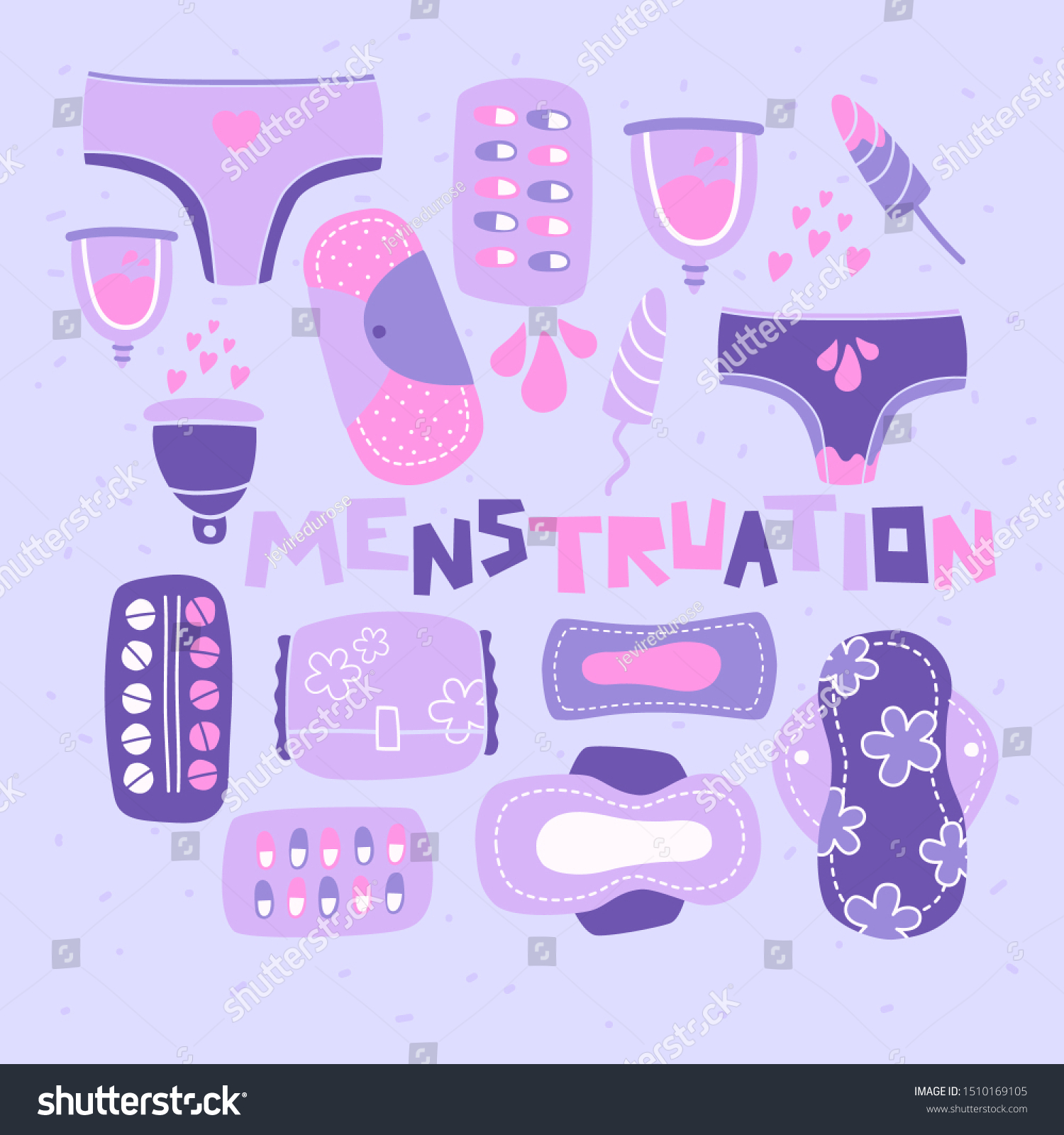 Menstruation Vector Illustration Hand Drawn Lettering Stock Vector Royalty Free 1510169105 0998