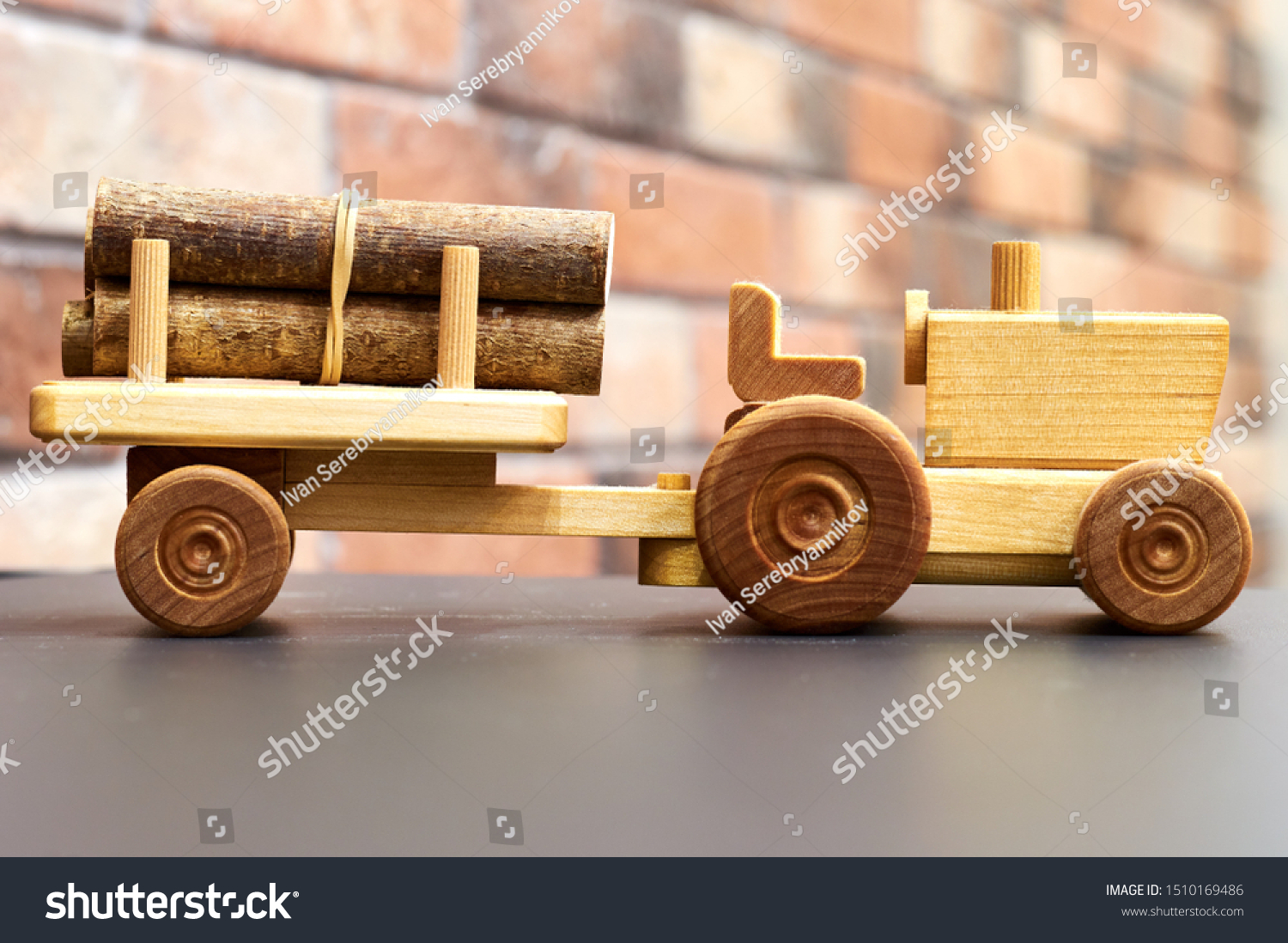 wooden tractor and trailer toy