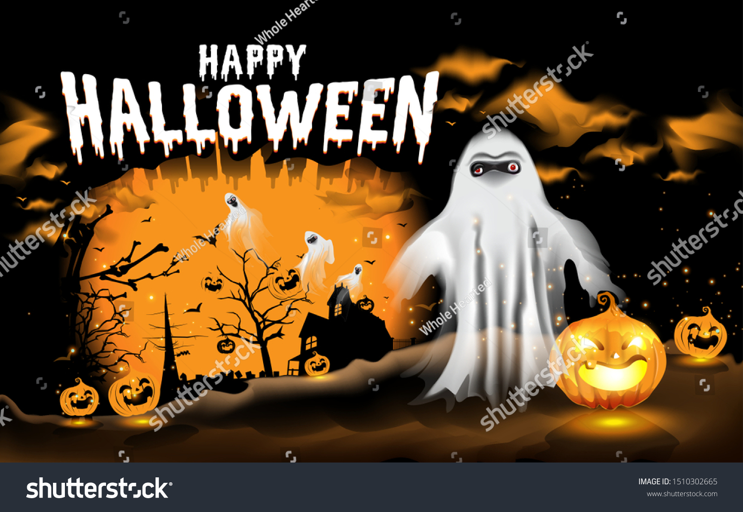 Halloween Party Poster Halloween Background Ghost Stock Vector (Royalty ...