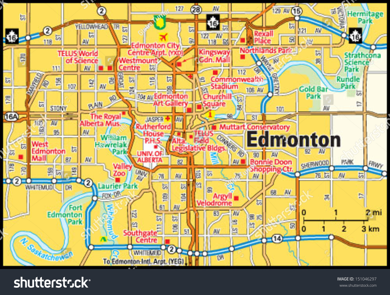 Stock Vector Edmonton Alberta Area Map 151046297 