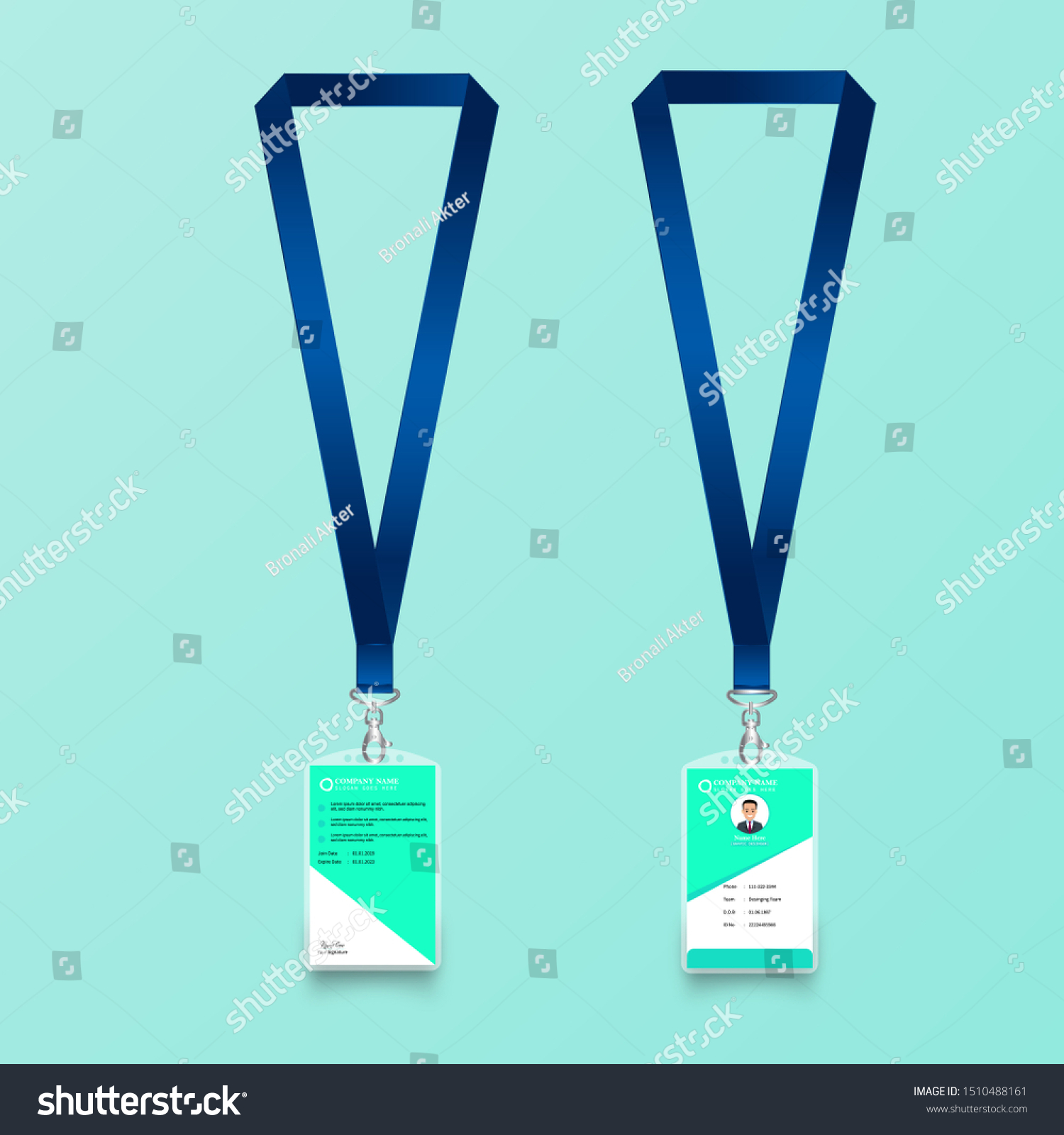 Business Blue Id Card Templates Stock Illustration 1510488161 ...