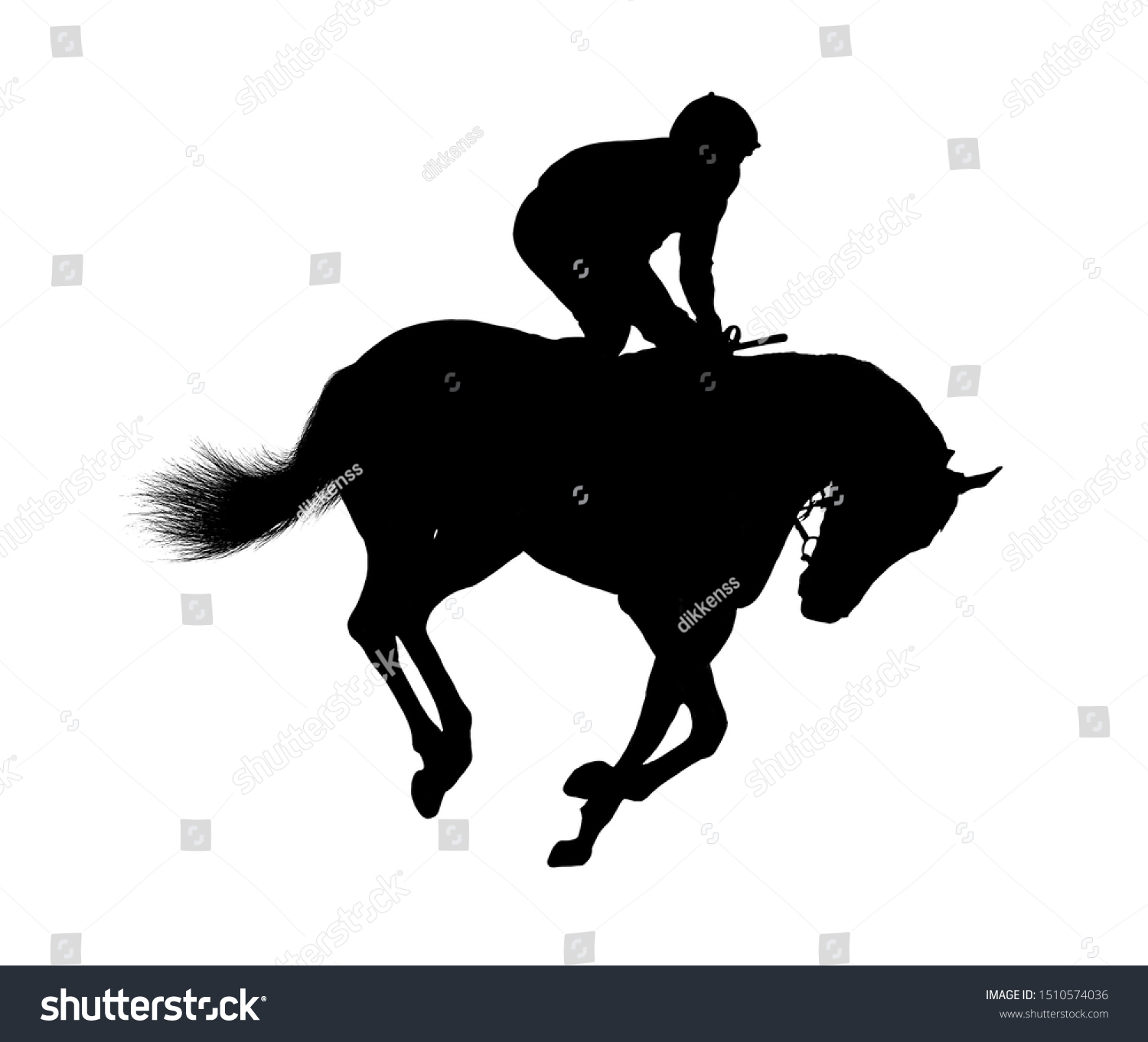 Horse Jockey Racing Black Silhouette Isolated Stock Illustration ...