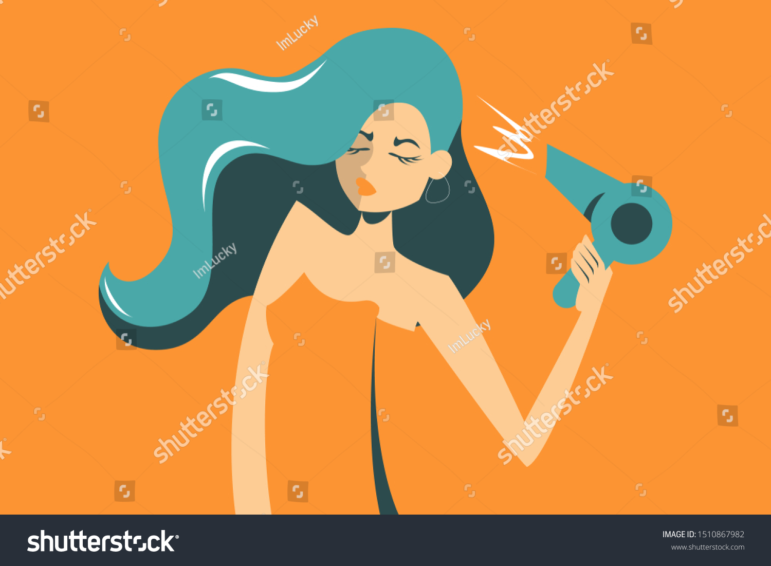 86 Woman Using Hair Dryer Stock Vectors Images And Vector Art Shutterstock