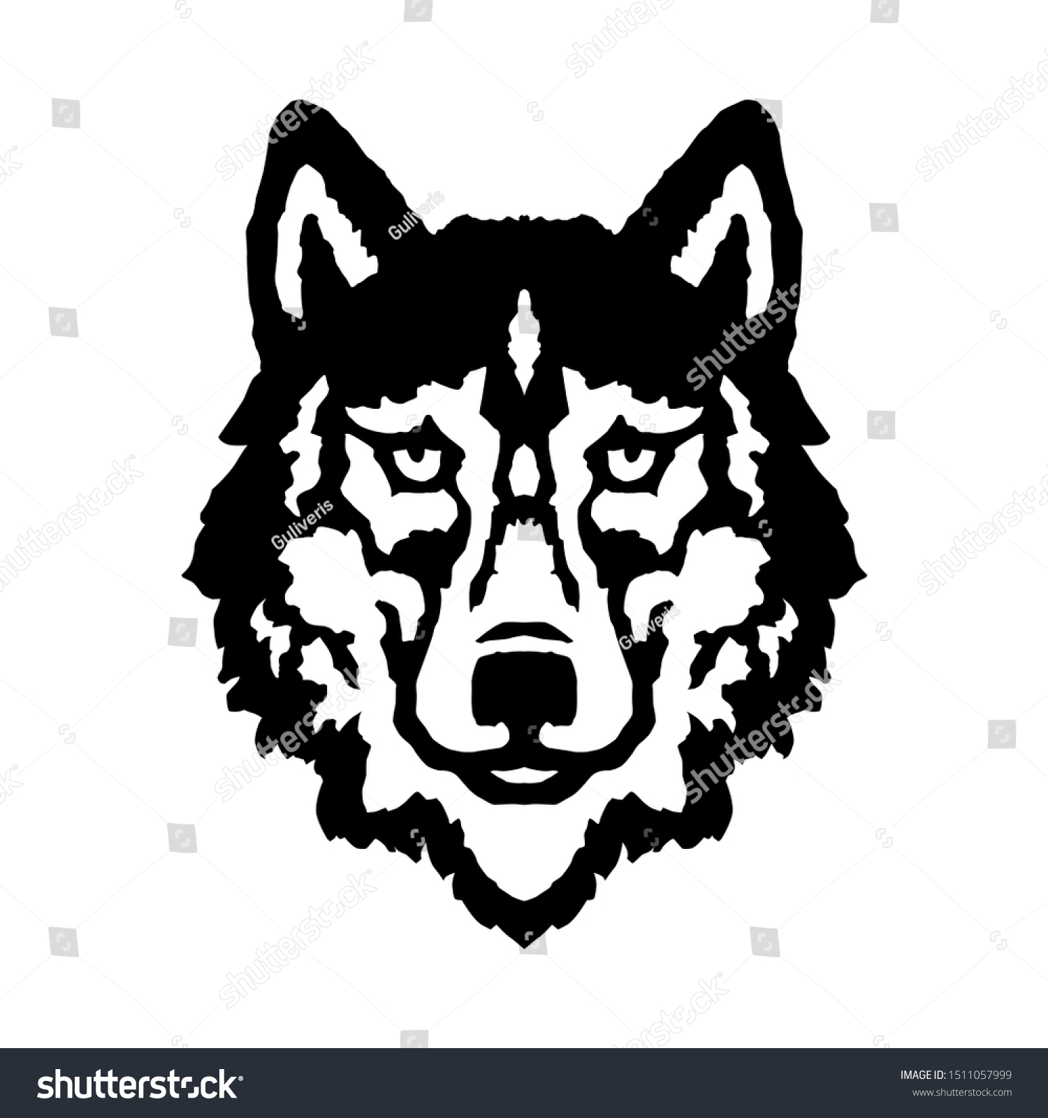 Wolf Head Logo 30 Black White Stock Illustration 1511057999 | Shutterstock