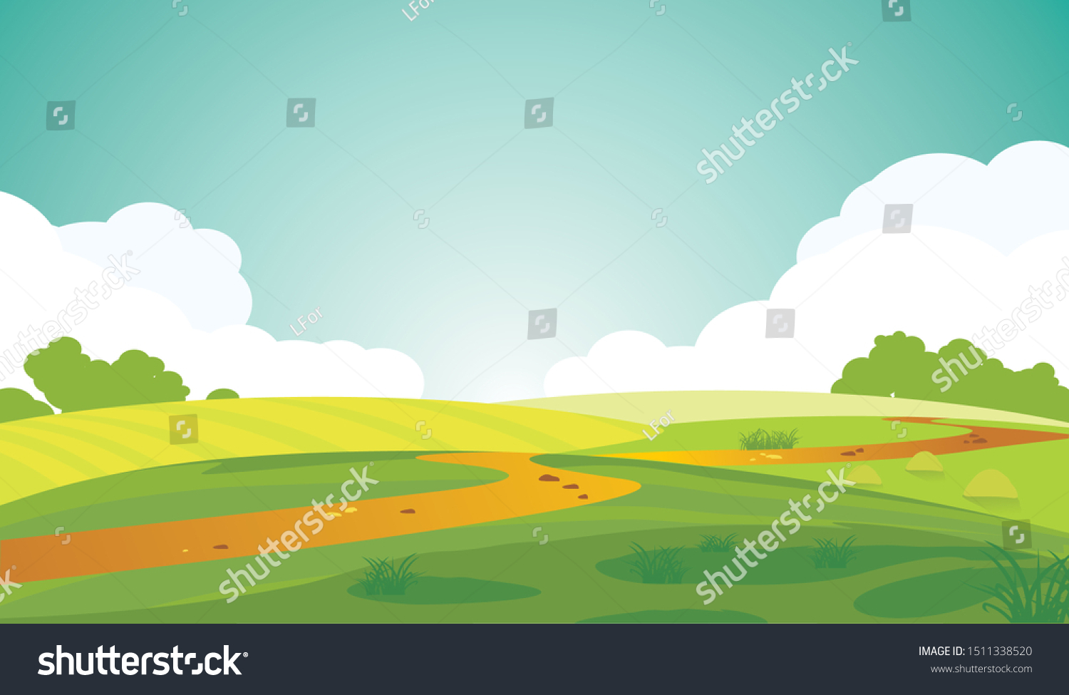 Vector Illustration Serene Landscape Beautiful Summer Stock Vector ...