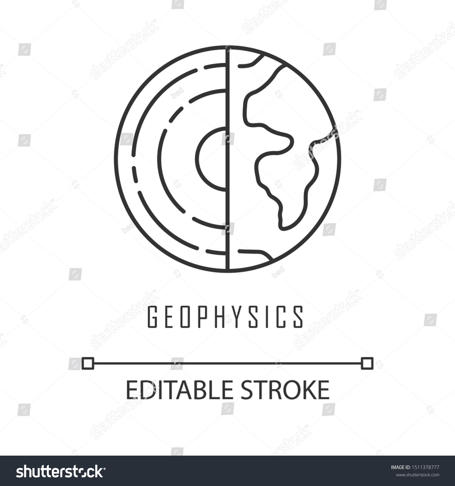 Geophysics Linear Icon Study Earth Crust Stock Vector (Royalty Free ...