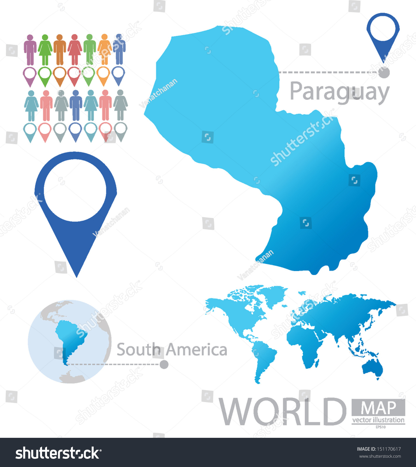 Paraguay South America World Map Vector Stock Vector Royalty Free   Stock Vector Paraguay South America World Map Vector Illustration 151170617 