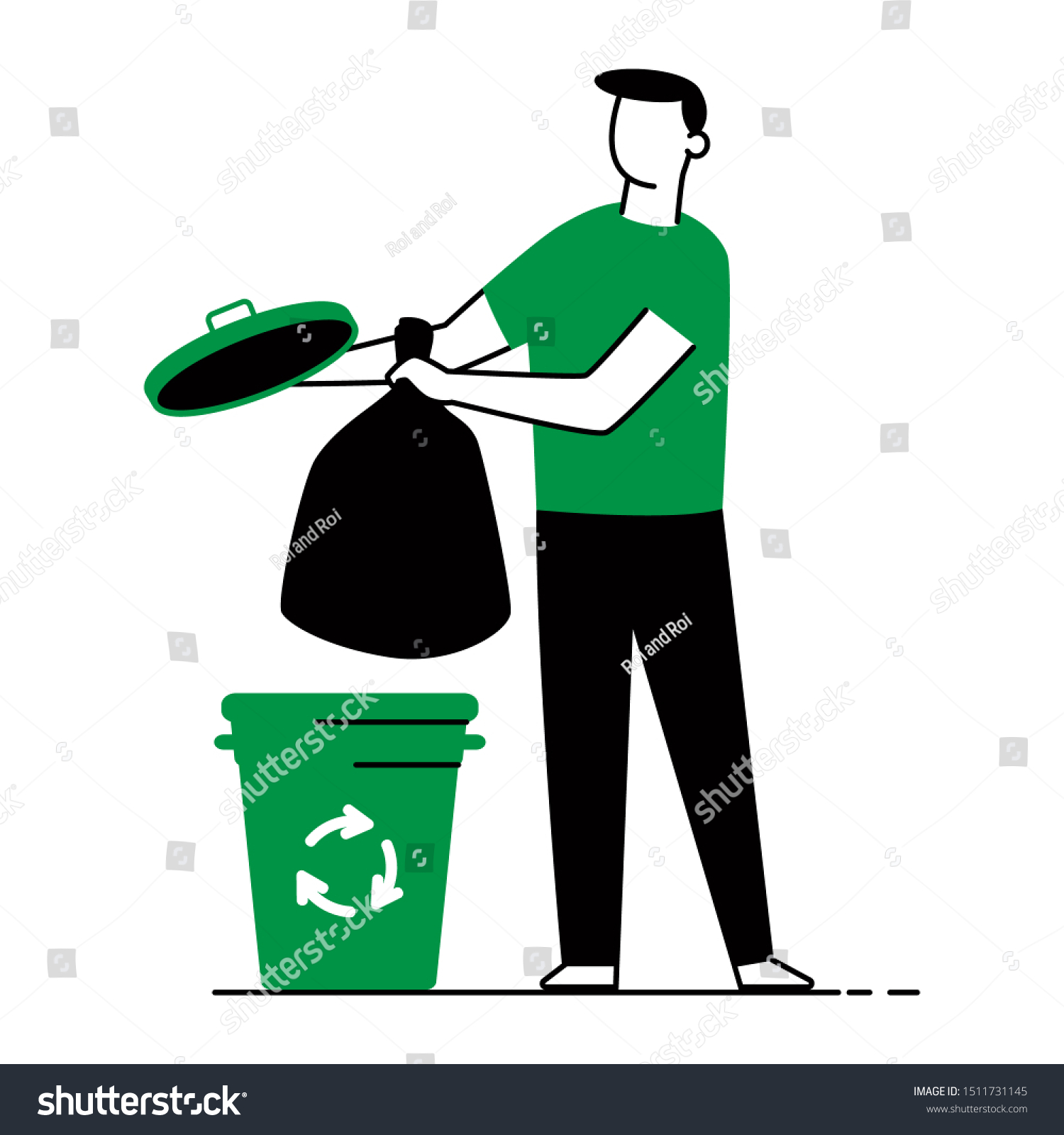 Waste Sorting Vector Concept Illustration Man Stock Vector (Royalty ...