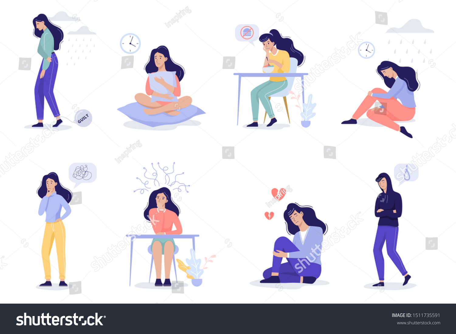 Depression Signs Symptom Infographic People Mental Stock Vector Royalty Free 1511735591 3061