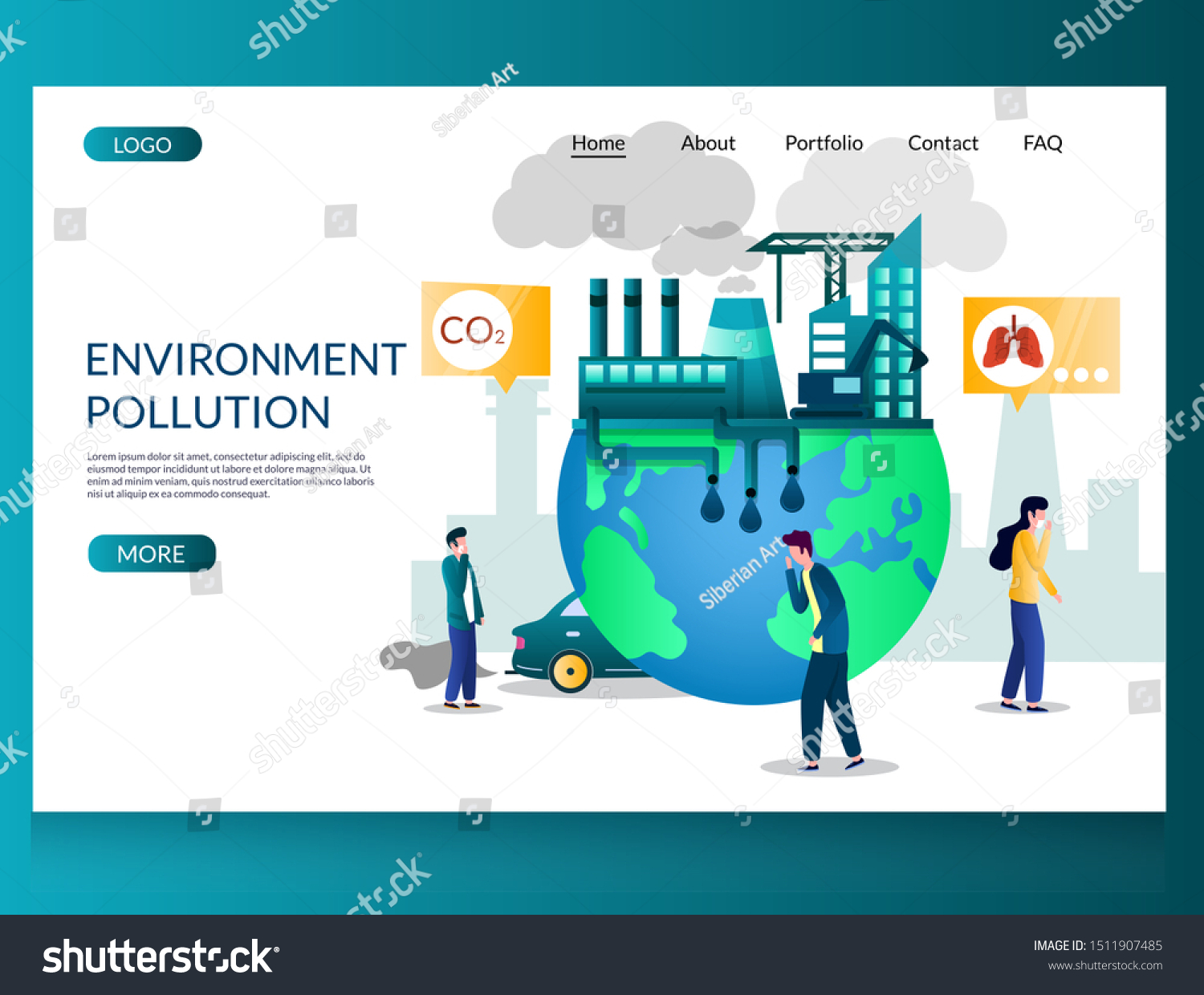 Environment Pollution Vector Website Template Web Stock Vector (Royalty ...