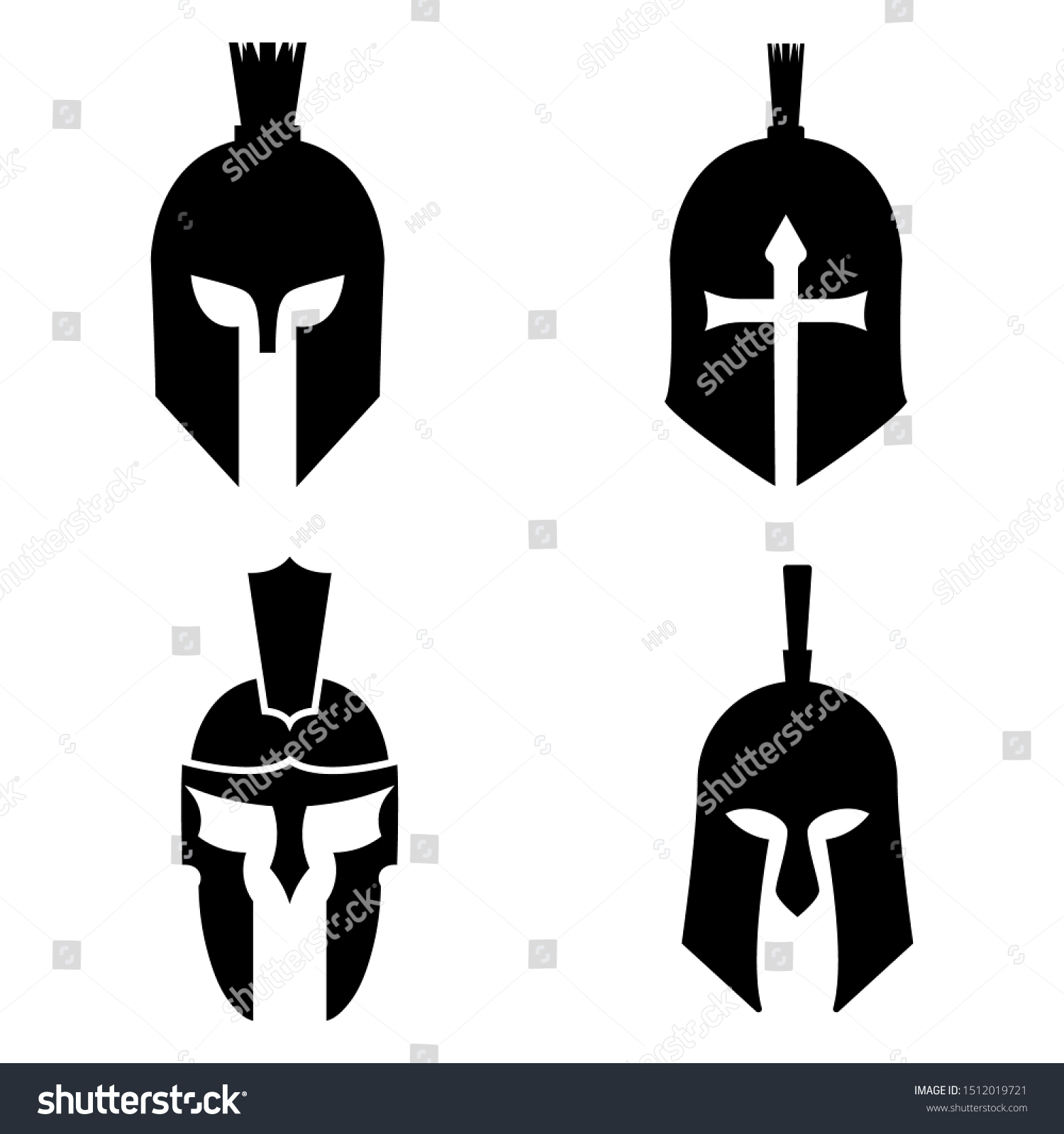 Silhouettes Spartan Helmet Isolated Background Vector Stock Vector ...