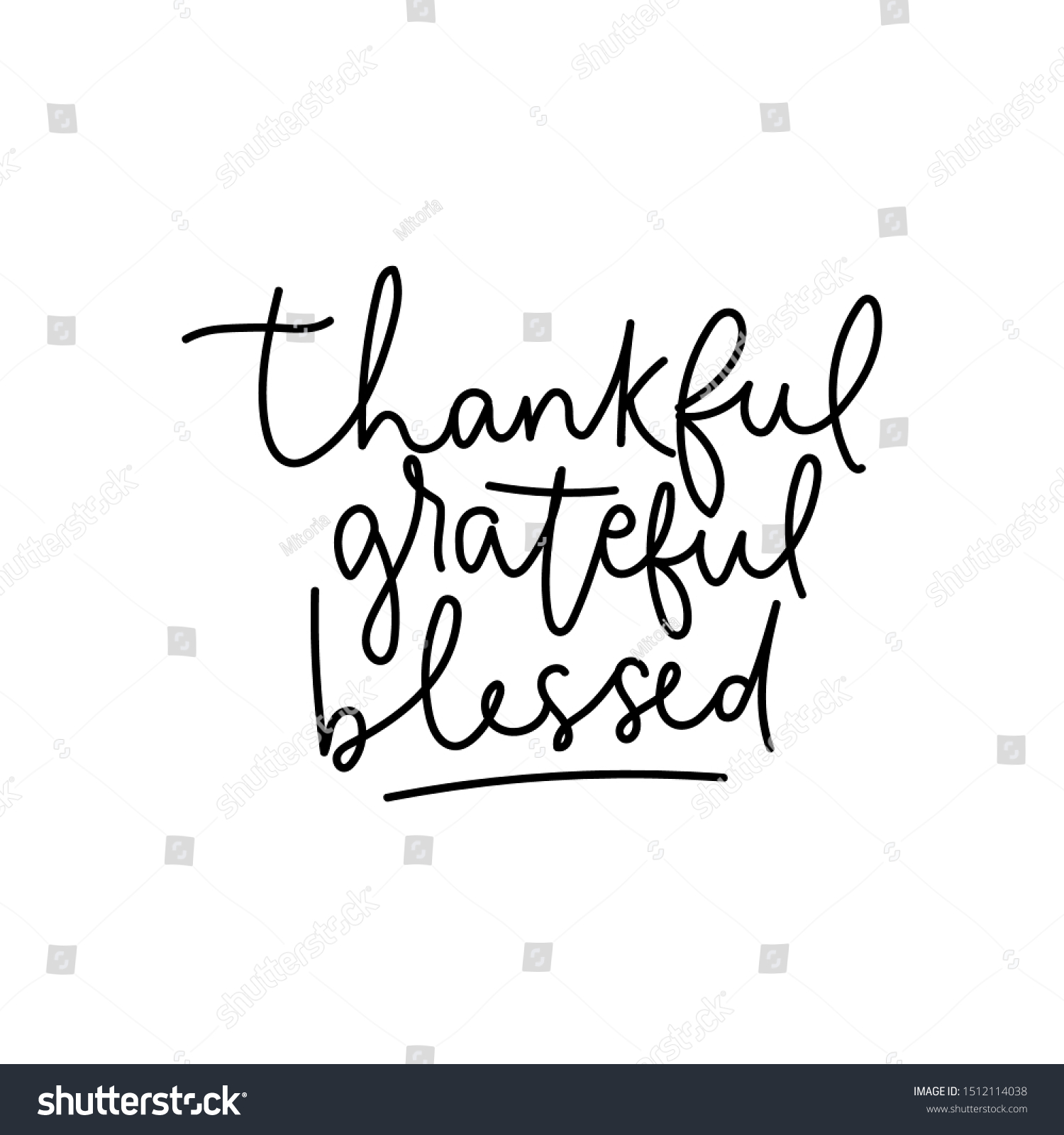 Thankful Grateful Blessed Handwriting Phrase Vector Stock Vector ...