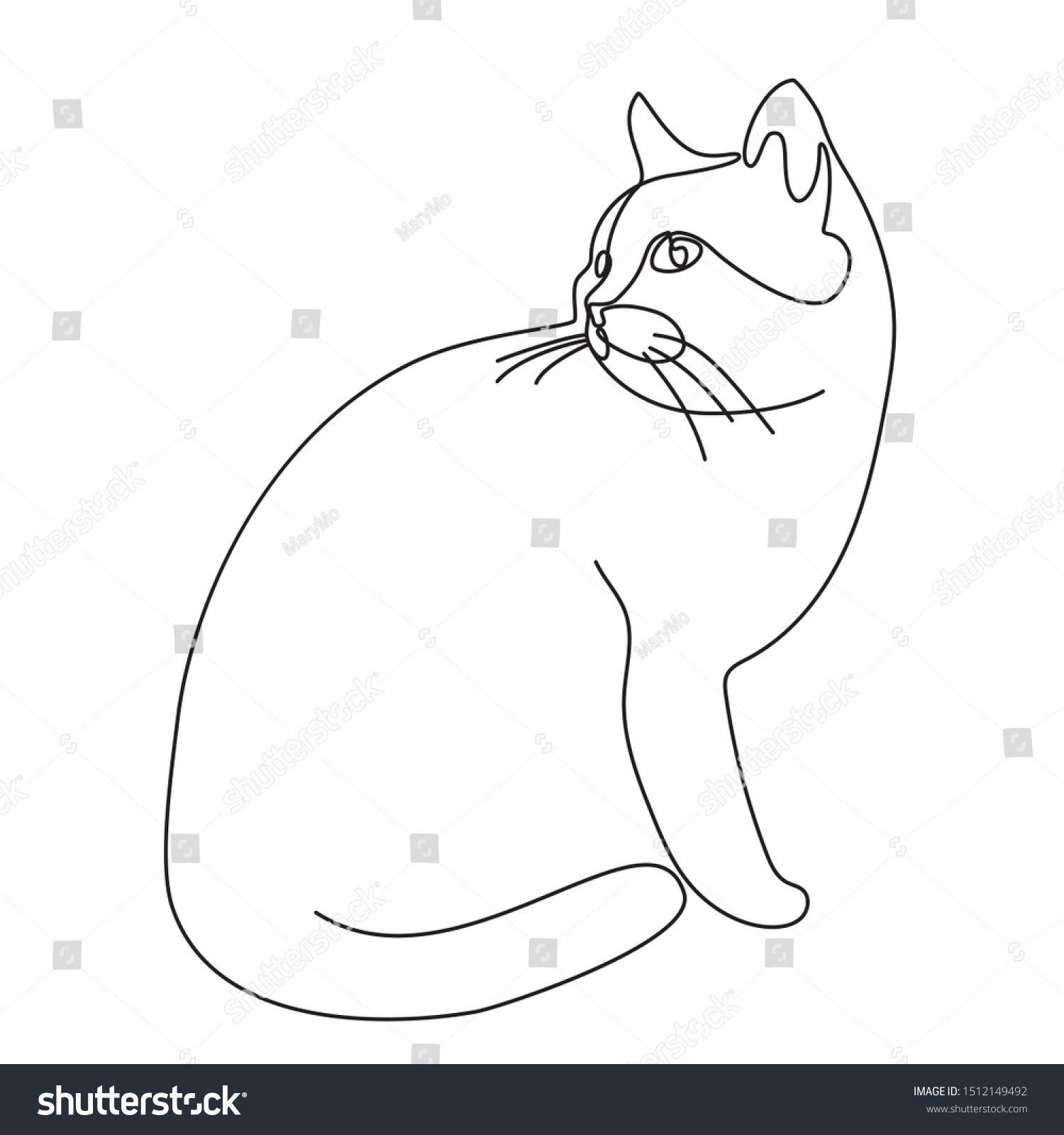 Continuous Line Drawing Cat Vector Illustration Stock Vector (Royalty ...