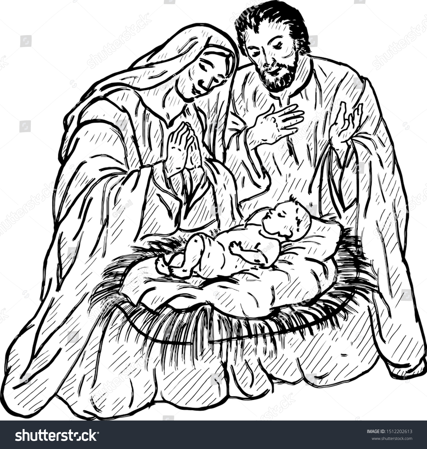 Mother Mary Joseph Baby Jesus Christmas Stock Vector (Royalty Free ...