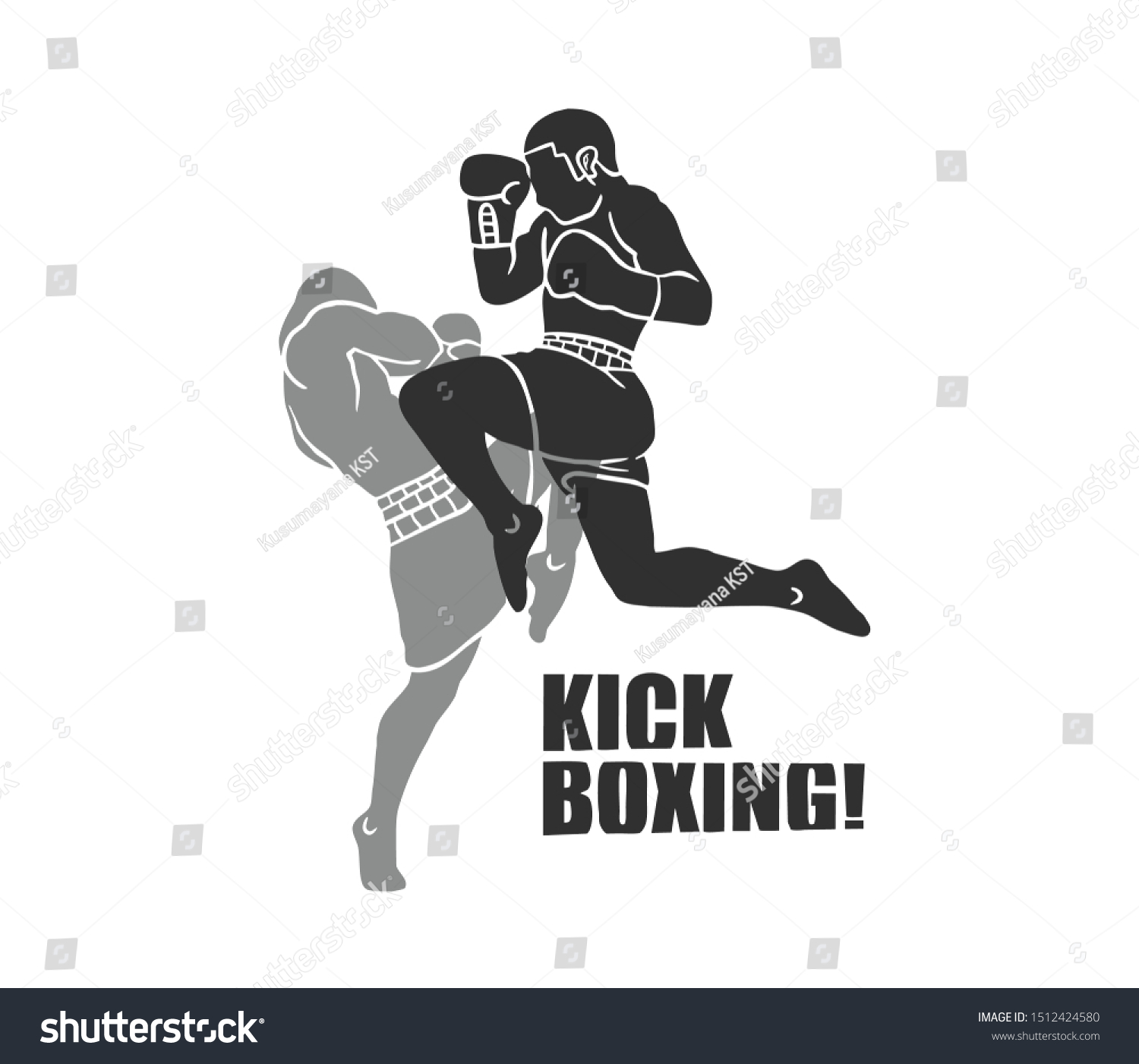 Kick Boxing Illustration Mascot Logo Silhouette Stock Vector (Royalty ...