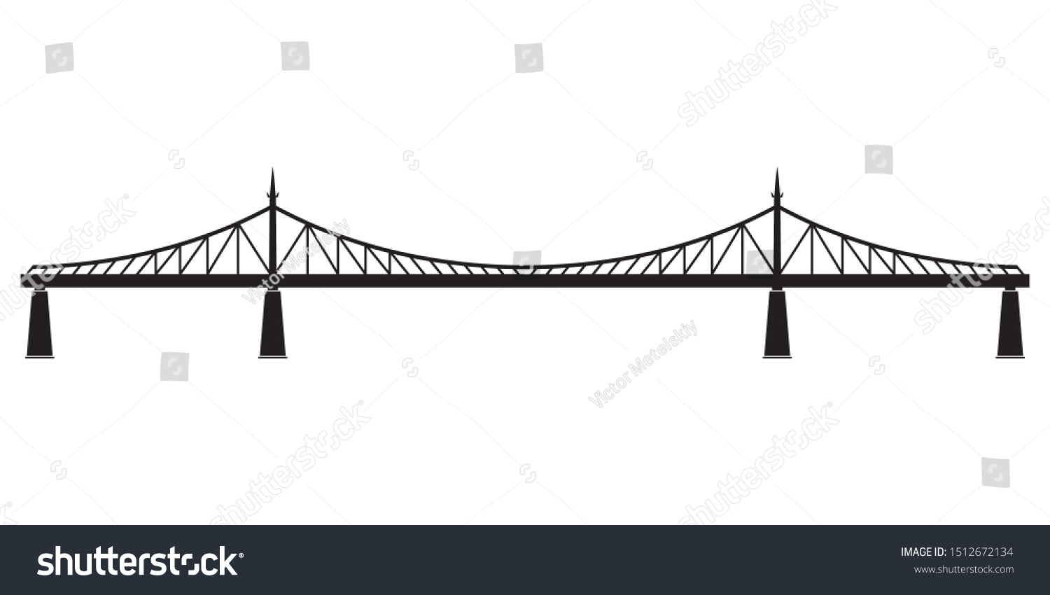 Bridge Retro Style Side View Black Stock Vector (royalty Free 